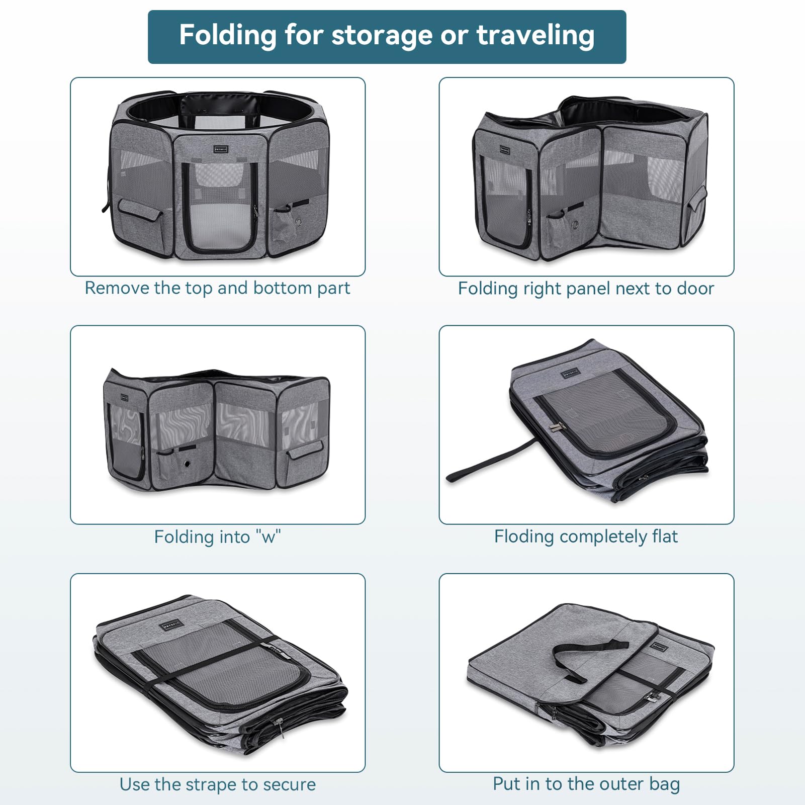 Petsfit Portable Dog Playpen For For Large Dogs/Cat/Rabbit/Chick, With Water Bottle Holder And Carrying Case, For Travel/Indoor/