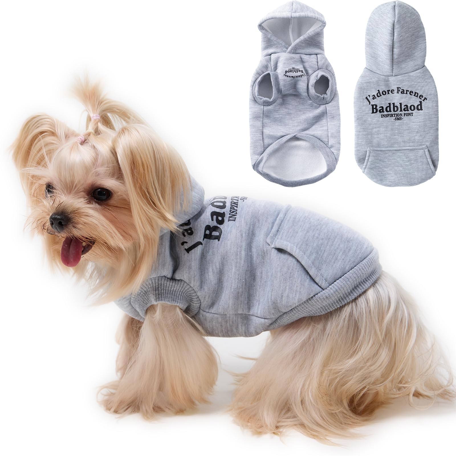 Winter Dog Hoodie Sweatshirts With Pockets Warm Dog Clothes For Small Dogs Chihuahua Coat Clothing Puppy Cat Custume (Grey, Xx-L