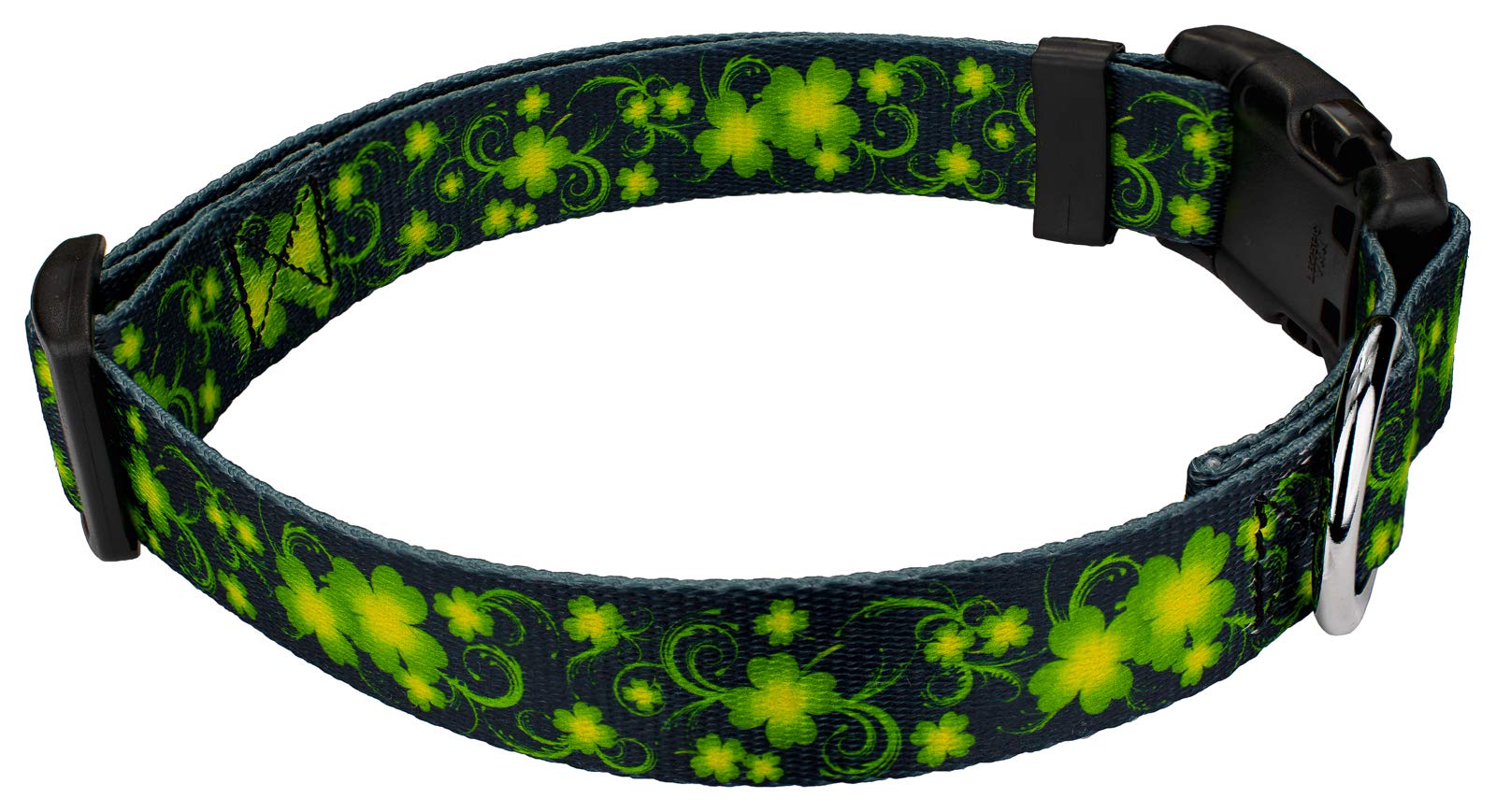 Country Brook Petz - Deluxe Clovers In The Wind Dog Collar - Irish Pride Collection Featuring Lucky Designs (1 Inch, Large)