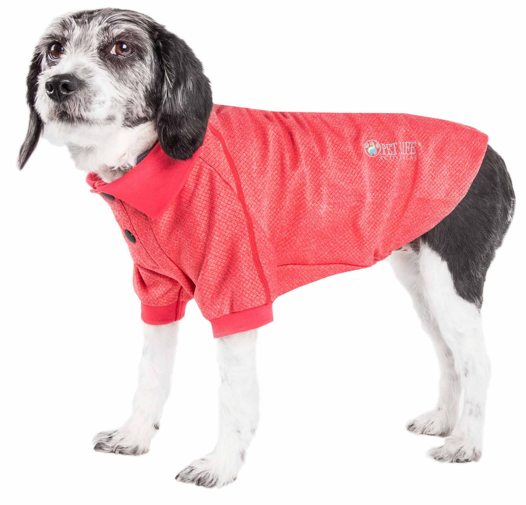 Pet Life ® Active 'Fur-Flexed' Fitness And Yoga Pet T-Shirt Dog Polo - Breathable Dog Shirt Featuring 4-Way Relax-Stretch, Reflection And Quick Dry Technology - Performance Dog Clothes