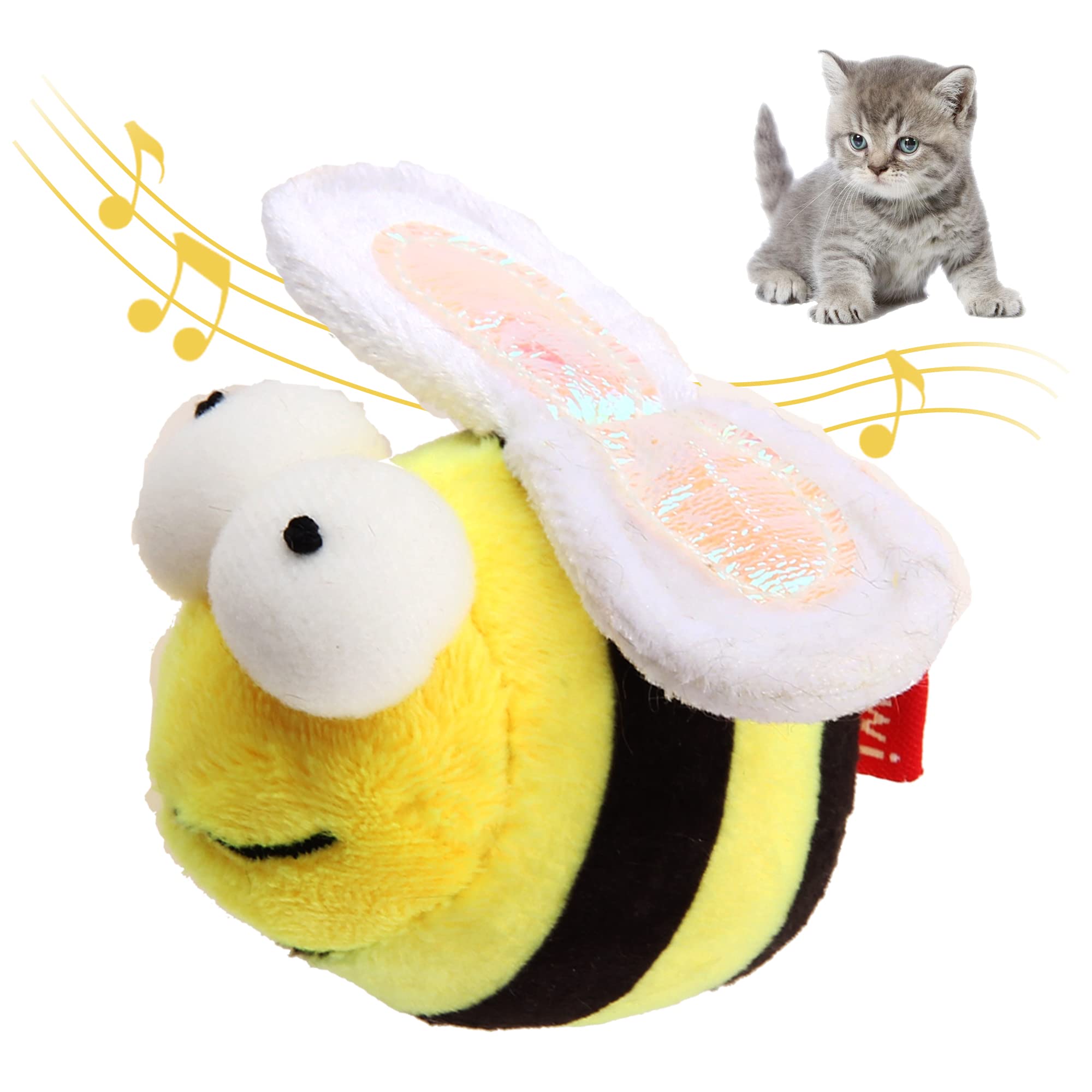 Gigwi Chirpy Bee Sound Toy For Cats, Interactive Squeaking Cat Toys Melody Chaser Play And Squeak Kitten Toy For Boredom