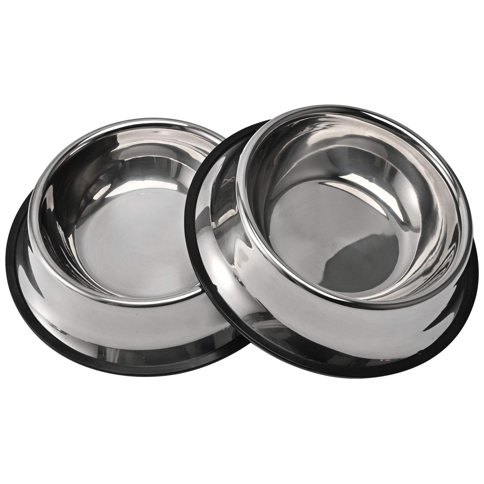 2Packs Stainless Steel Dog Bowl with Anti-Skid Rubber Base for Small/Medium/Large Pet, Perfect Dish, Pets Feeder Bowl and Water 