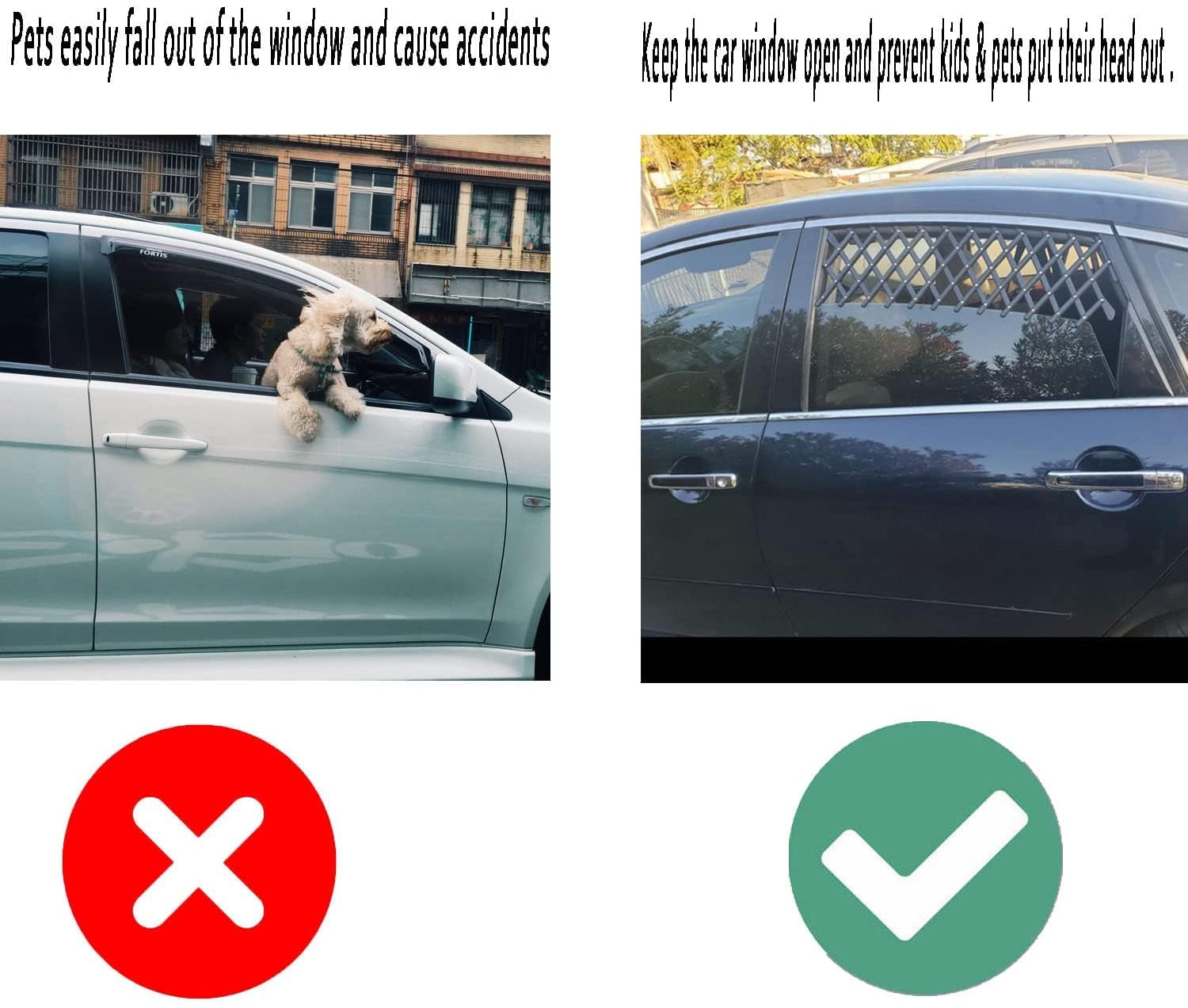 Blueshyhall Car Window Pet Gate Fence 2Pcs, Dog Puppy Universal Ventilation Grill Mesh Vent Guard, Safety Window Protection Mesh