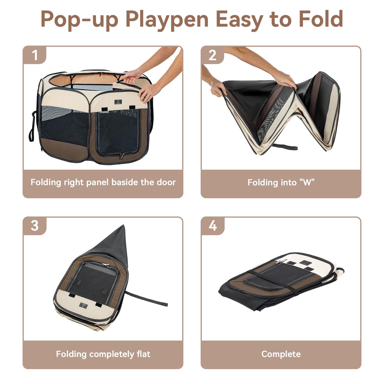 A4Pet Portable Foldable Pet Playpen, Dog Playpen Indoor/Outdoor - Ideal For Dogs, Cats, Rabbits - Removable Zipper & Collapsible Travel Bowl