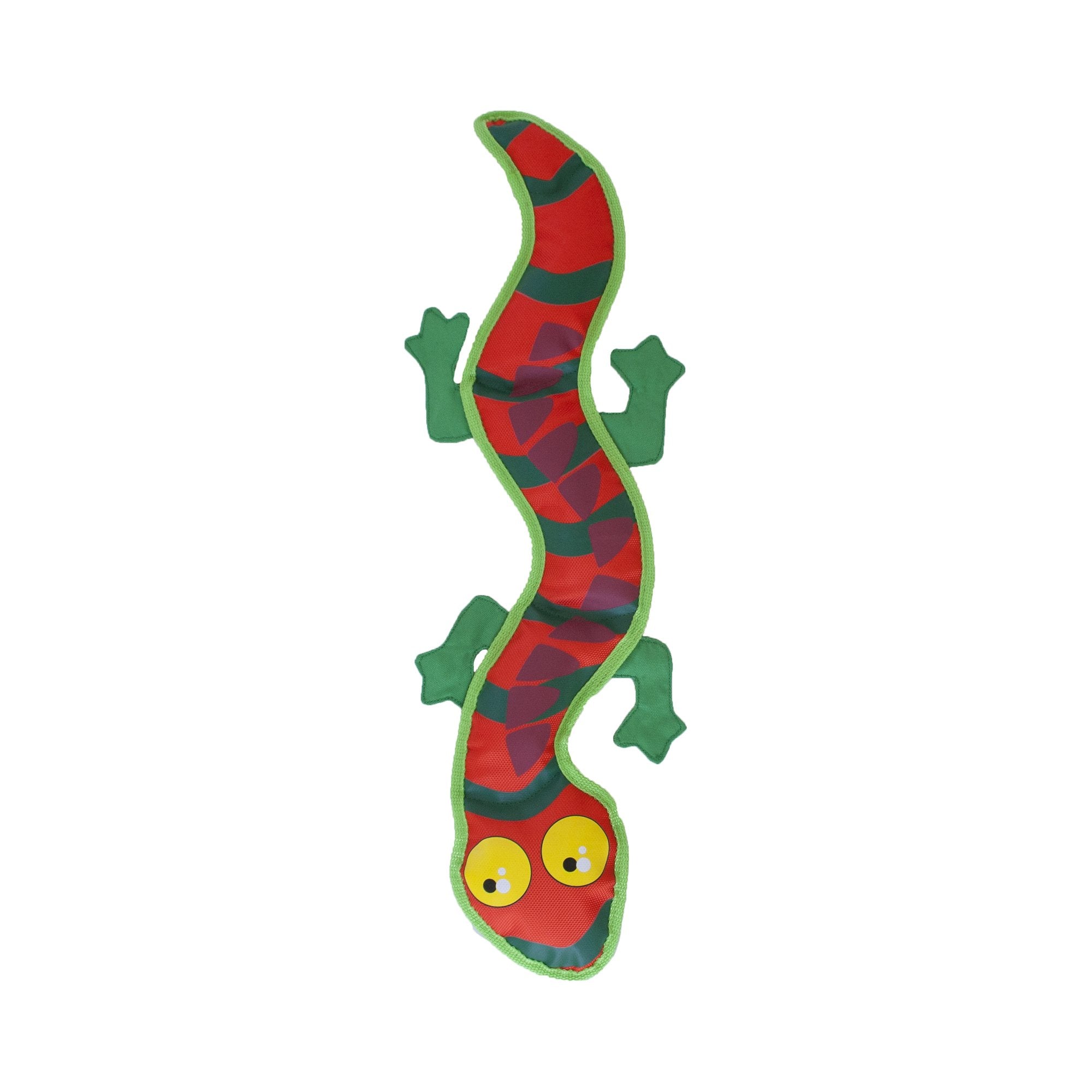 Outward Hound Fire Biterz Gecko Plush Firehose Material Interactive Dog Toy, Large