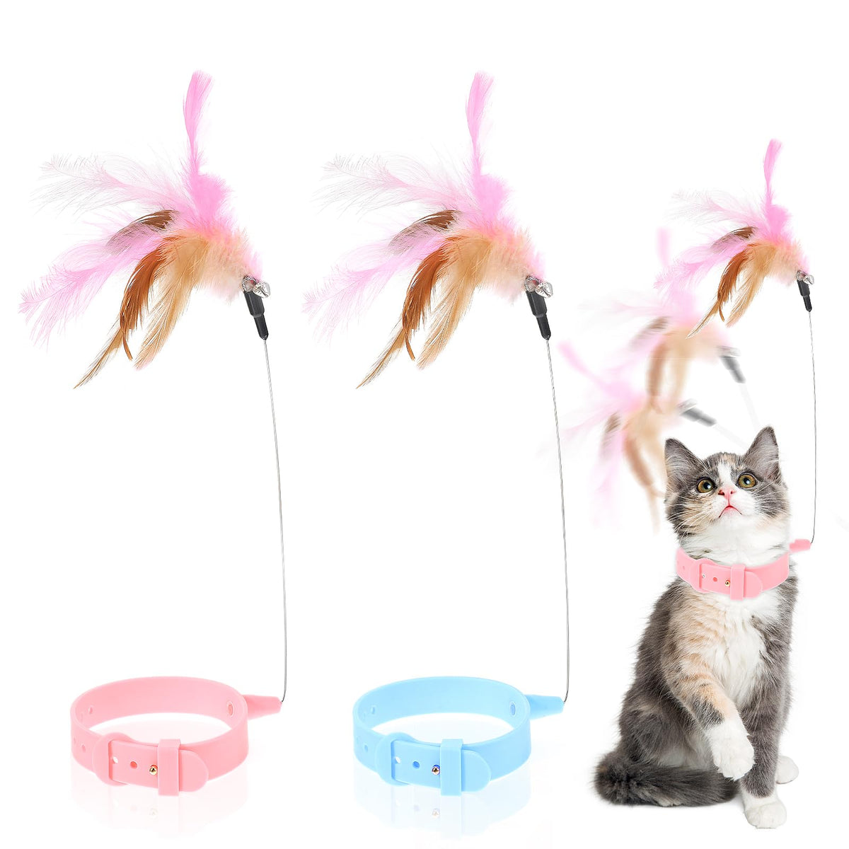 Cat Toys 4Pcs, Interactive Cat Ball Toy With Mice Inside, Best Cat Toys For Bored Indoor Cats, Cat Stocking Stuffers, Cat Feathe