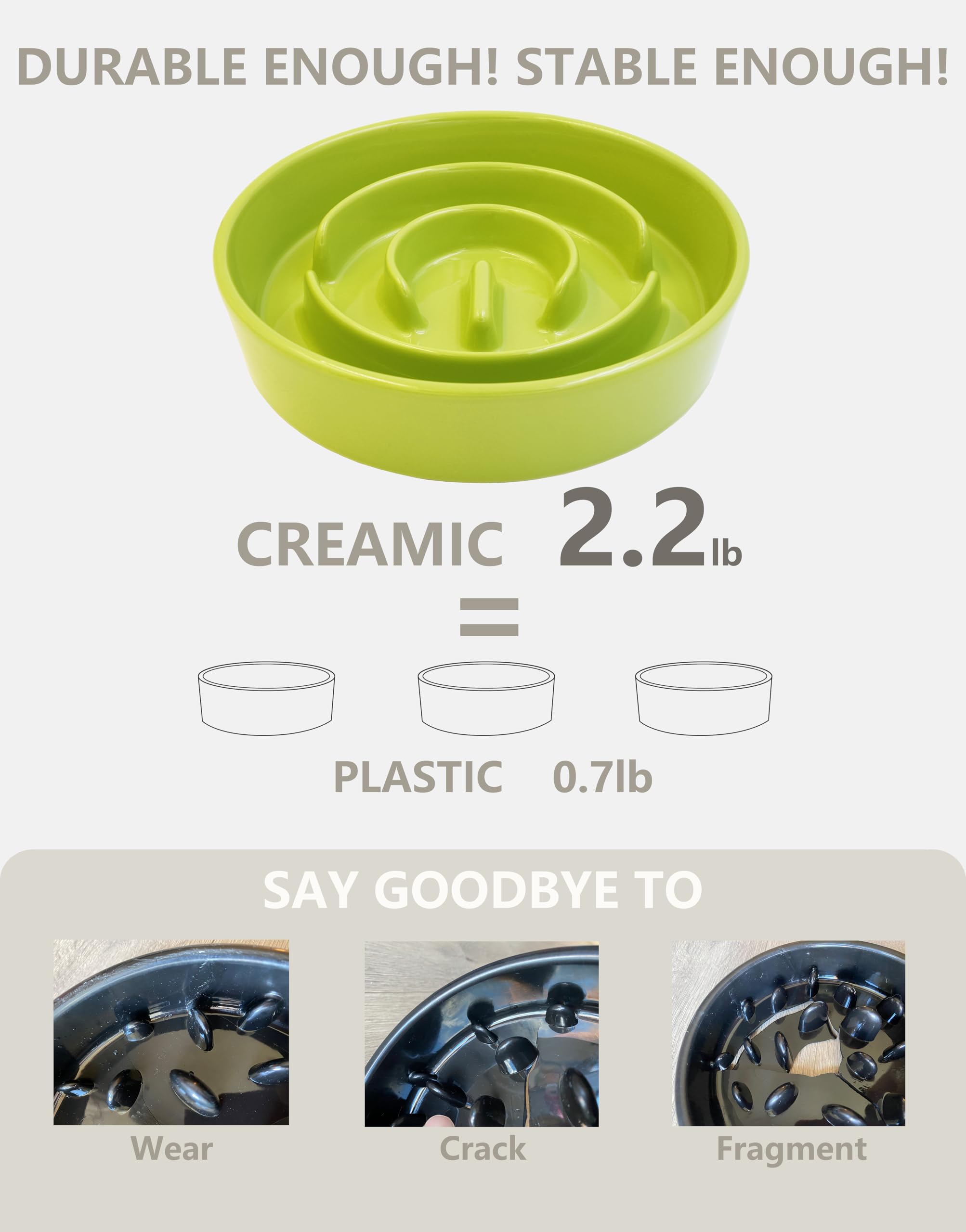 Mopang Ceramic Slow Feeder Dog Bowls, 2.0 Cups Slow Feeder For Medium And Large Dogs, Puzzle Maze Bowl To Slow Down Eating, 30Oz