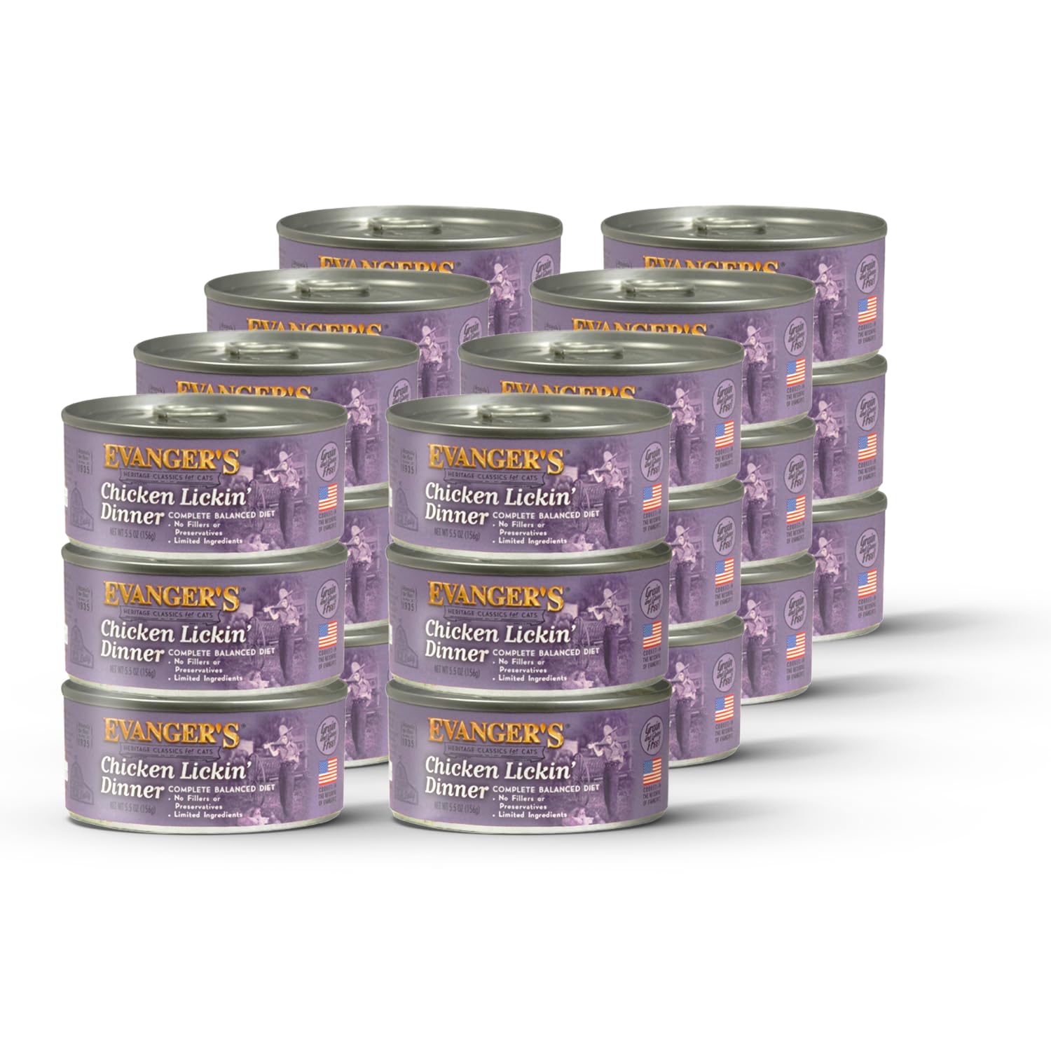Evangers Heritage Classics Chicken Lickin for Cats - 24 Count, 5.5 oz Each - Market Fresh Chicken, Grain Free, Limited Ingredie