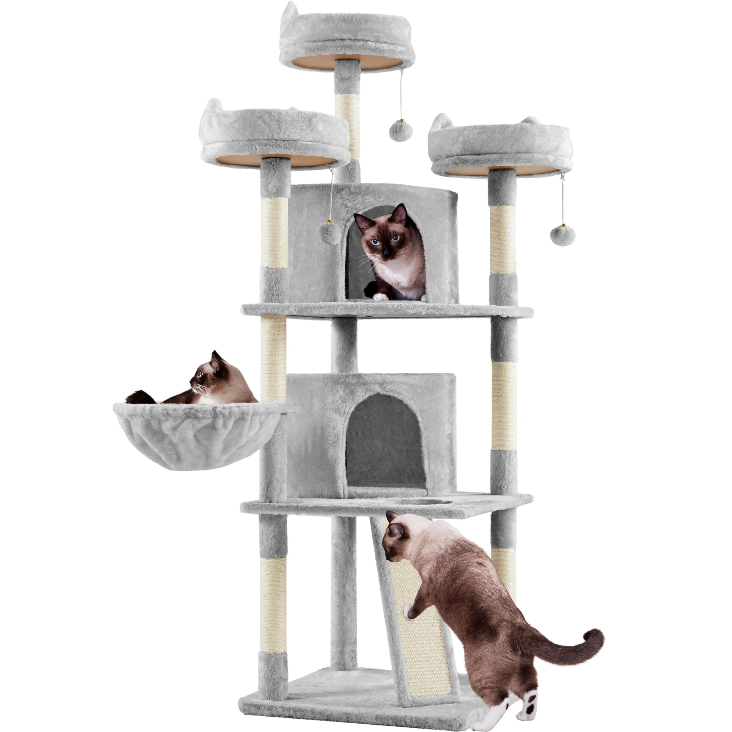 Yaheetech 68.5in Multi-Level Cat Tree Large Cat Tower with Sisal-Covered Scratching Board & Scratching Posts, Cozy Perches, Stab