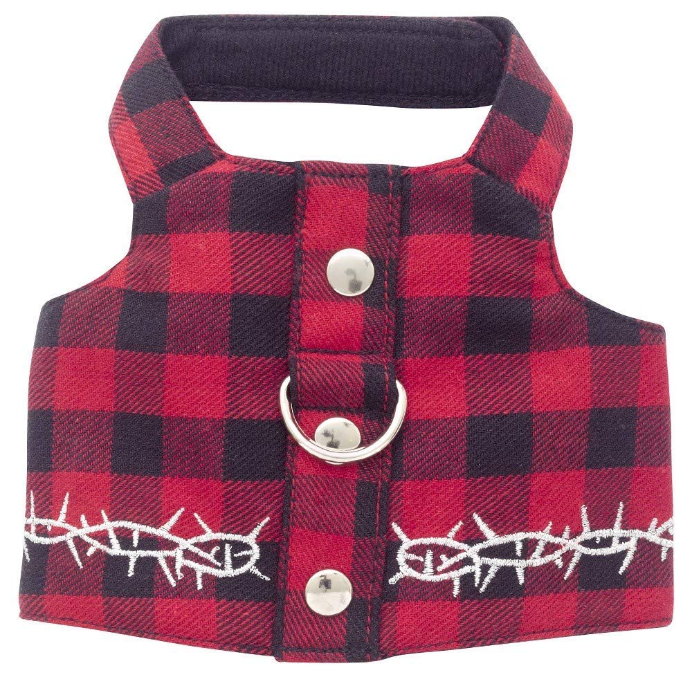 Doggles Buffalo Plaid Biker Dog Harness Xxsmall