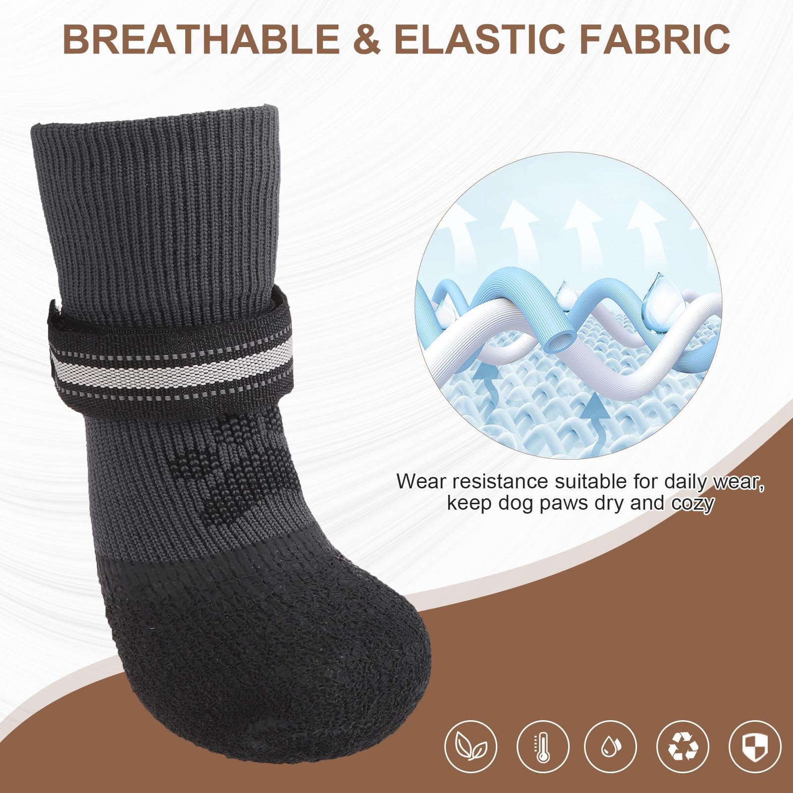 Bingpet Dog Socks To Prevent Licking Paws For Hardwood Floors Anti Slip,Waterproof Dog Shoes For Cold/Hot Pavement,Traction Cont