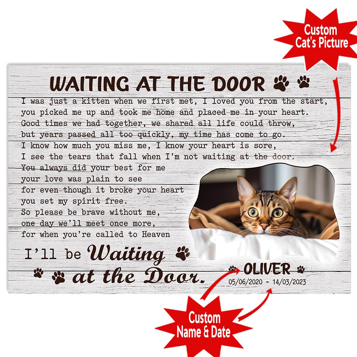 P80813 Funny Cat Memorial Personalized Poster - Wall Art Decor With Sayings For Cat Lover Mom - Custom Landscapes Name