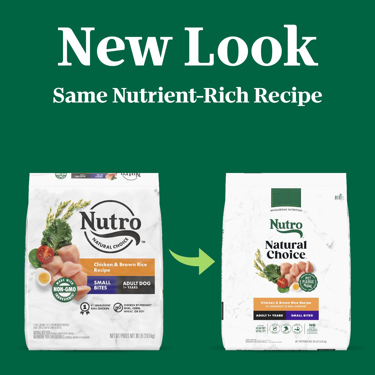 Nutro Natural Choice Small Bites Adult Dry Dog Food, Chicken and Brown Rice Recipe, 30 lbs.