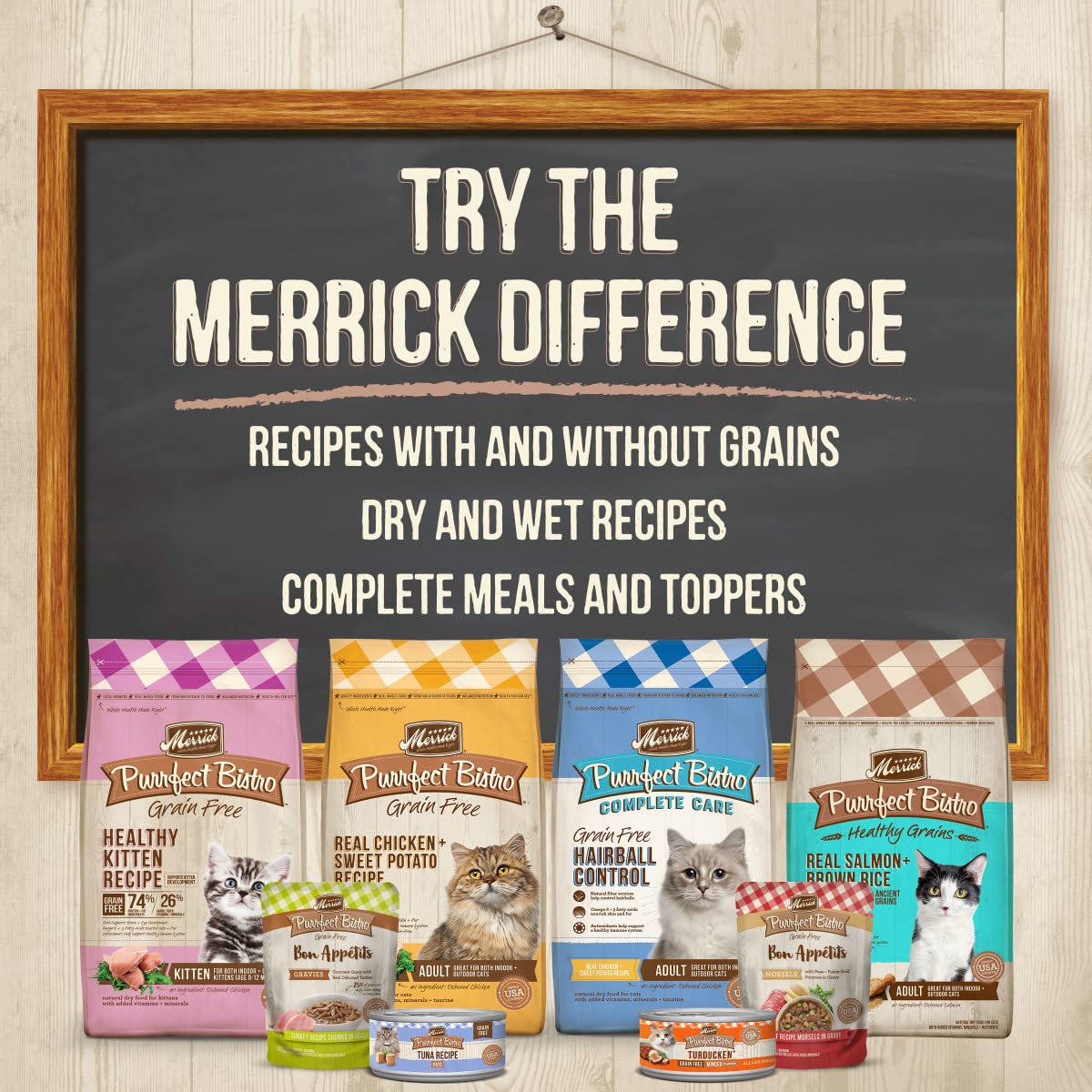 Merrick Purrfect Bistro Grain Free Natural Dry Cat Food For Adult Cats, Real Salmon And Sweet Potato Recipe - 12 lb. Bag