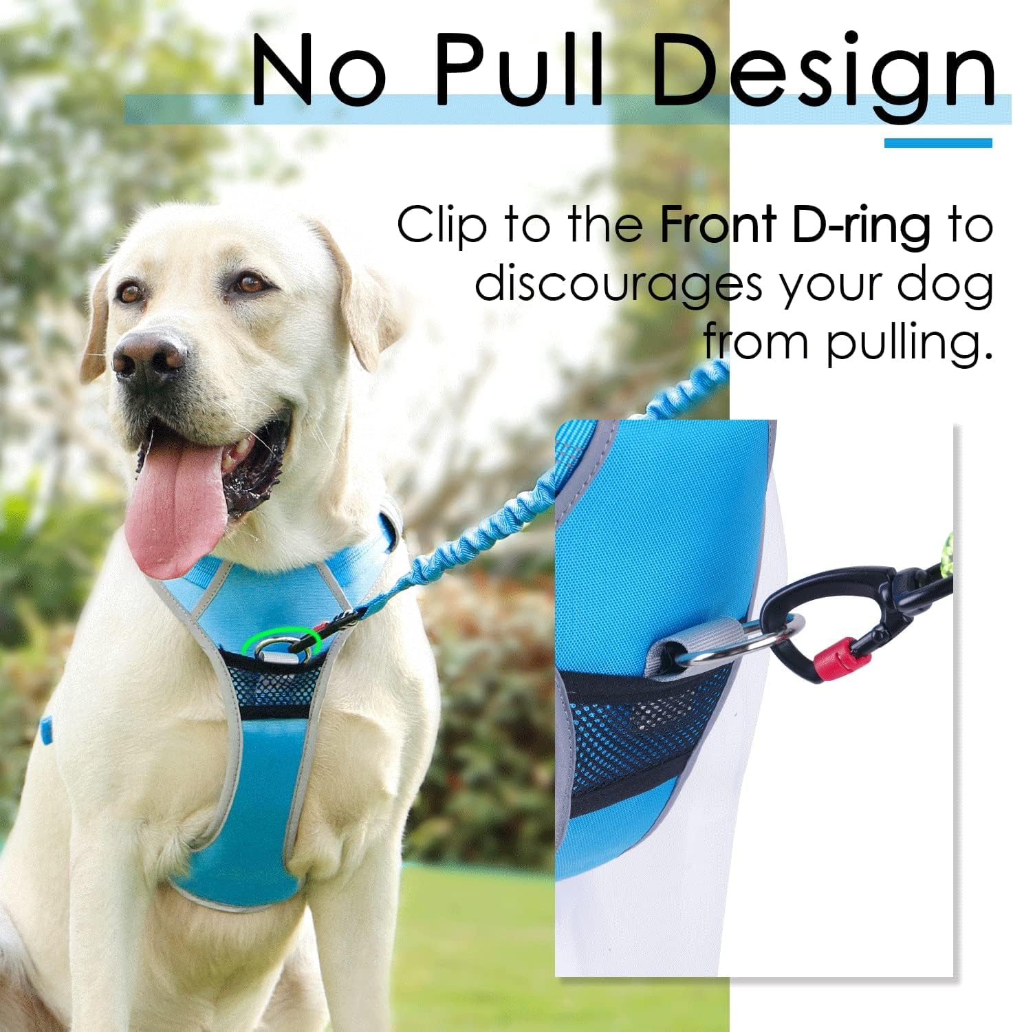 Thinkpet No Pull Harness Breathable Sport Harness With Handle-Dog Harnesses Reflective Adjustable For Medium Large Dogs,Back/Front Clip For Easy Control S Sky Blue