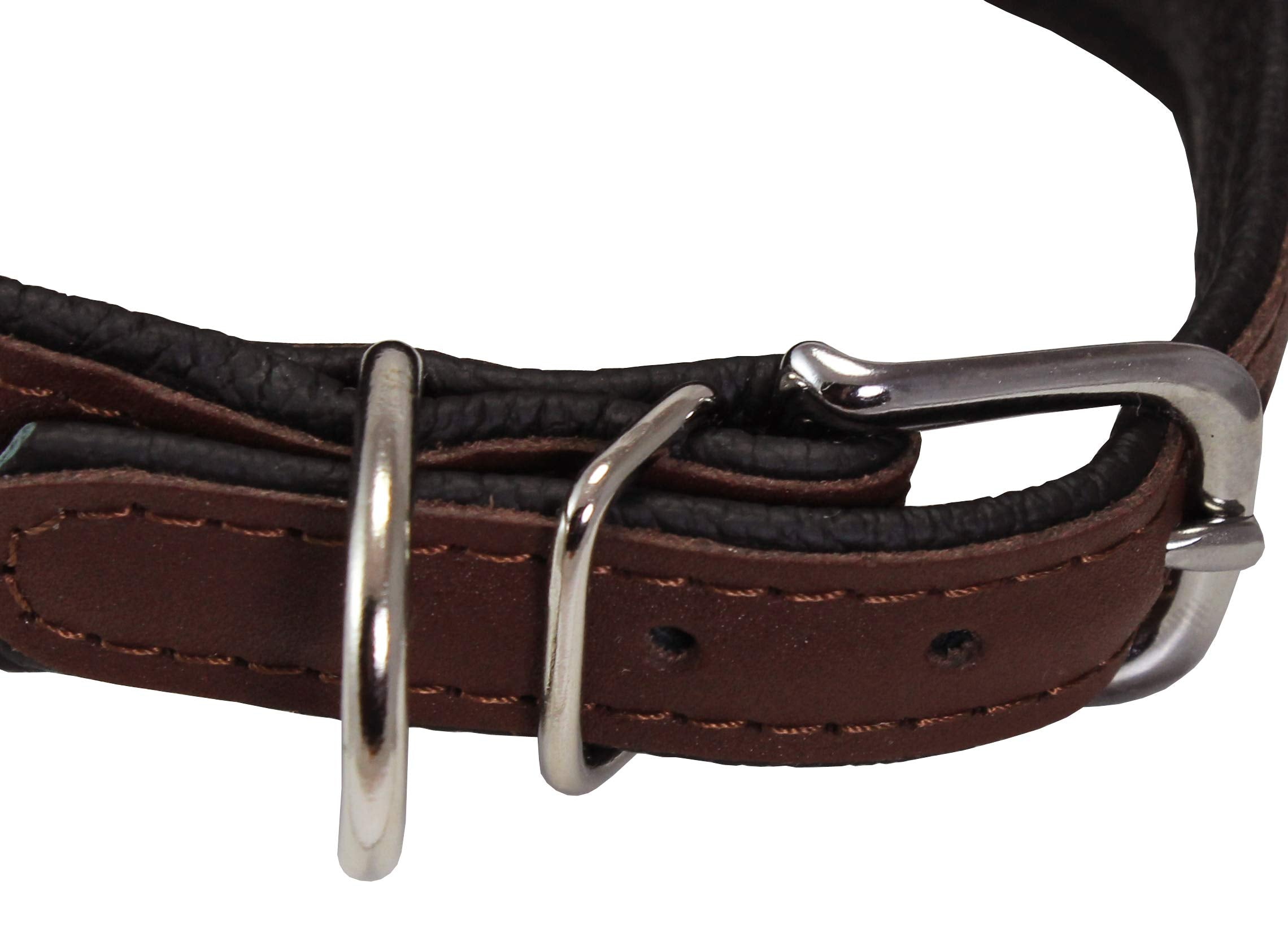 Dogs My Love Real Leather Extra Wide Padded Tapered Dog Collar (16.25'-18.75' Neck; 3' Wide, Brown)