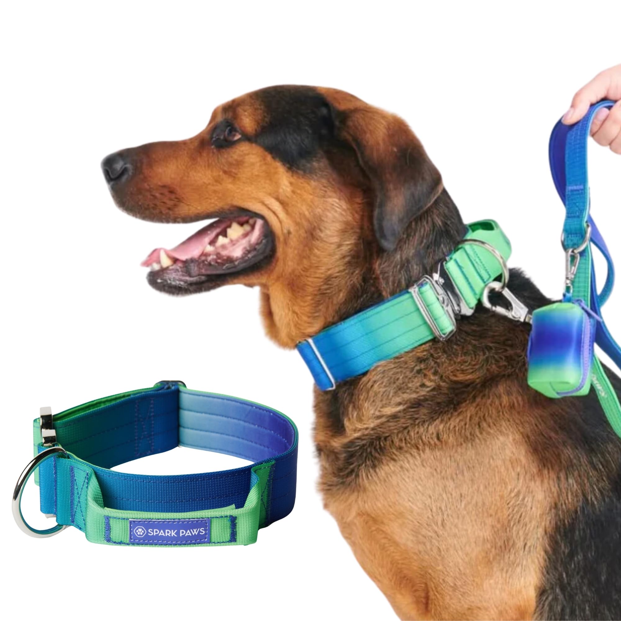 Spark Paws Tactical Dog Collar - Heavy Duty, Premium Quality, Thick And Durable For Large And Medium Dogs - Lime Wave - M