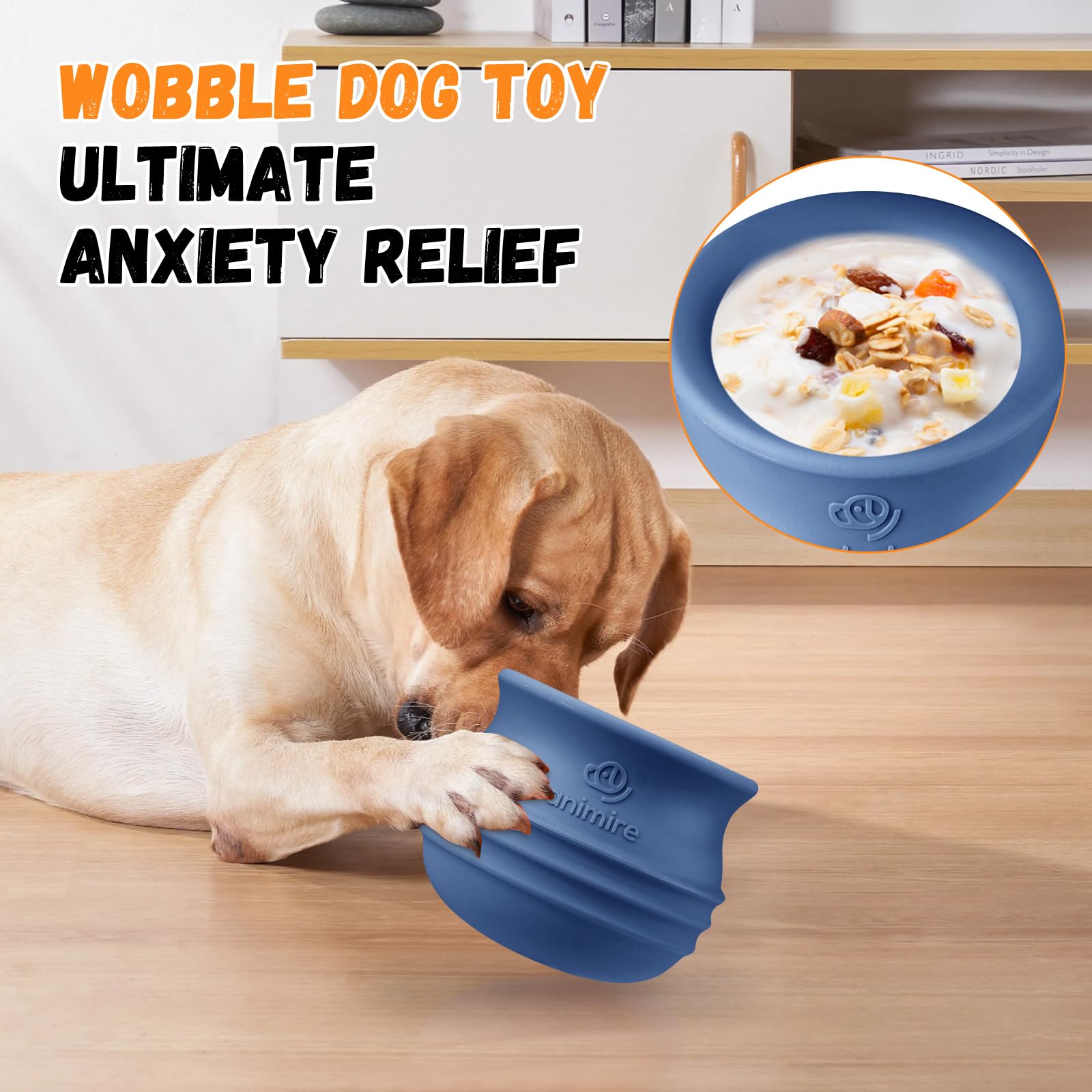 Animire Treat Dispensing Dog Toy, Long-Lasting Interactive Puzzle Toys for Dogs, Stuffable Dog Enrichment Frozen Lick Treat Toy