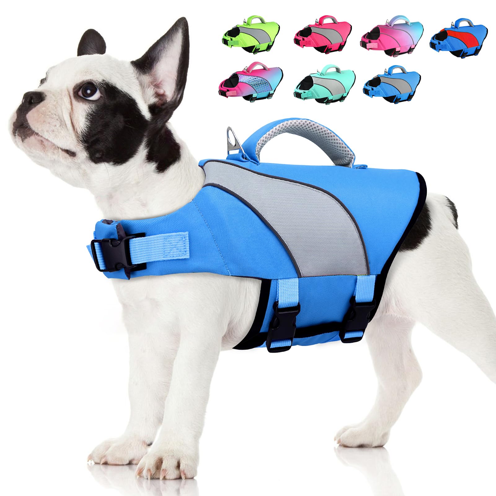 Doglay Dog Life Jacket, Swimming Safety Vest With Rescue Handles And Reflective Stripes, High Visibility For Boating, Heavy Duty