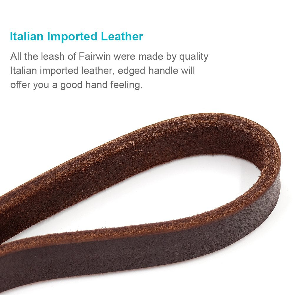Fairwin Leather Dog Leash 6 Foot - Dog Training Leash Heavy Duty Dog Lead For Large Medium Small Dogs (M - 6 Ft X 5/8 Inch, Redd