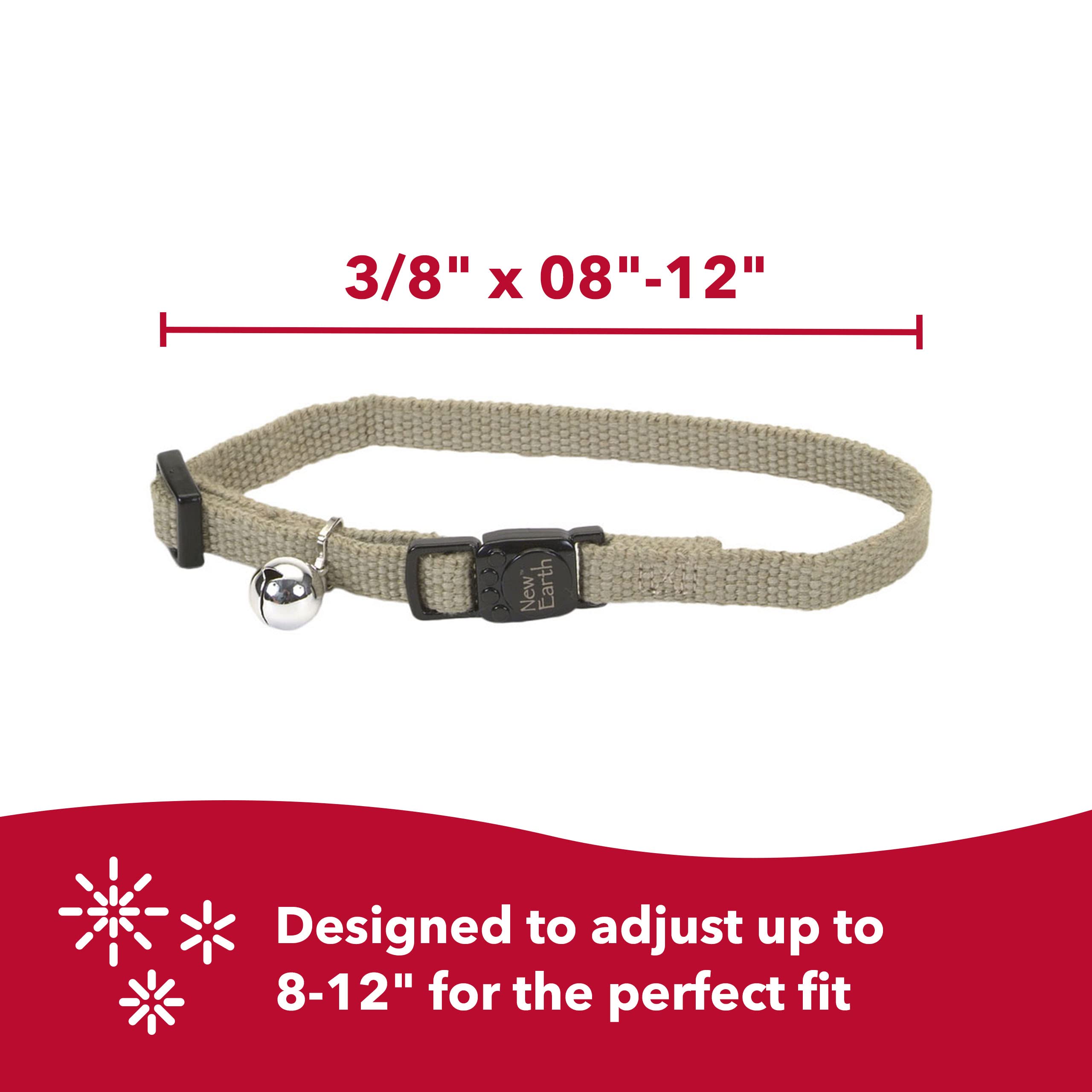 Coastal Pet New Earth Soy Adjustable Breakaway Cat Collar - Eco-Friendly, Odor-Resistant And Adjustable Cat Collar, Rose, 3/8' X 08'-12'