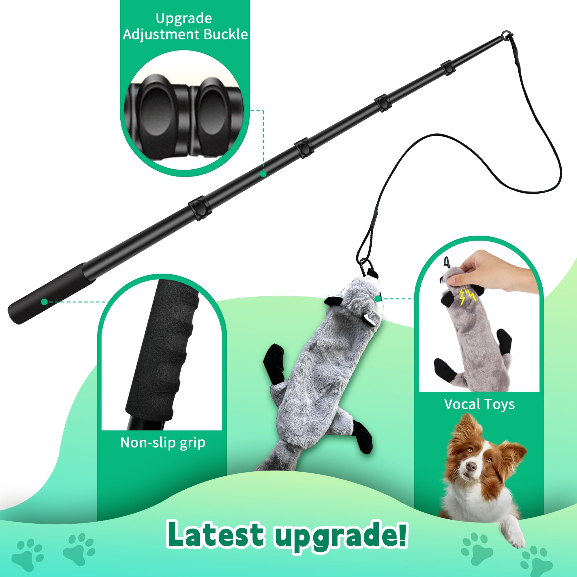 Amacielo Flirt Pole For Dogs, Interactive Toys Tug-Of-War For Dogs, Five-Section Retractable Adjustable Length,For Outdoor Exerc