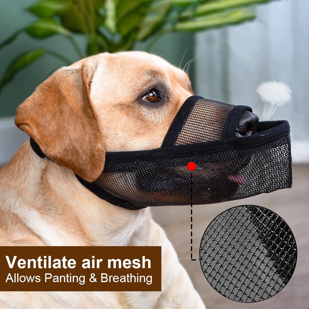 Crazy Felix Nylon Dog Muzzle - Air Mesh, Breathable, Drinkable, Anti-Biting, Medium, Black