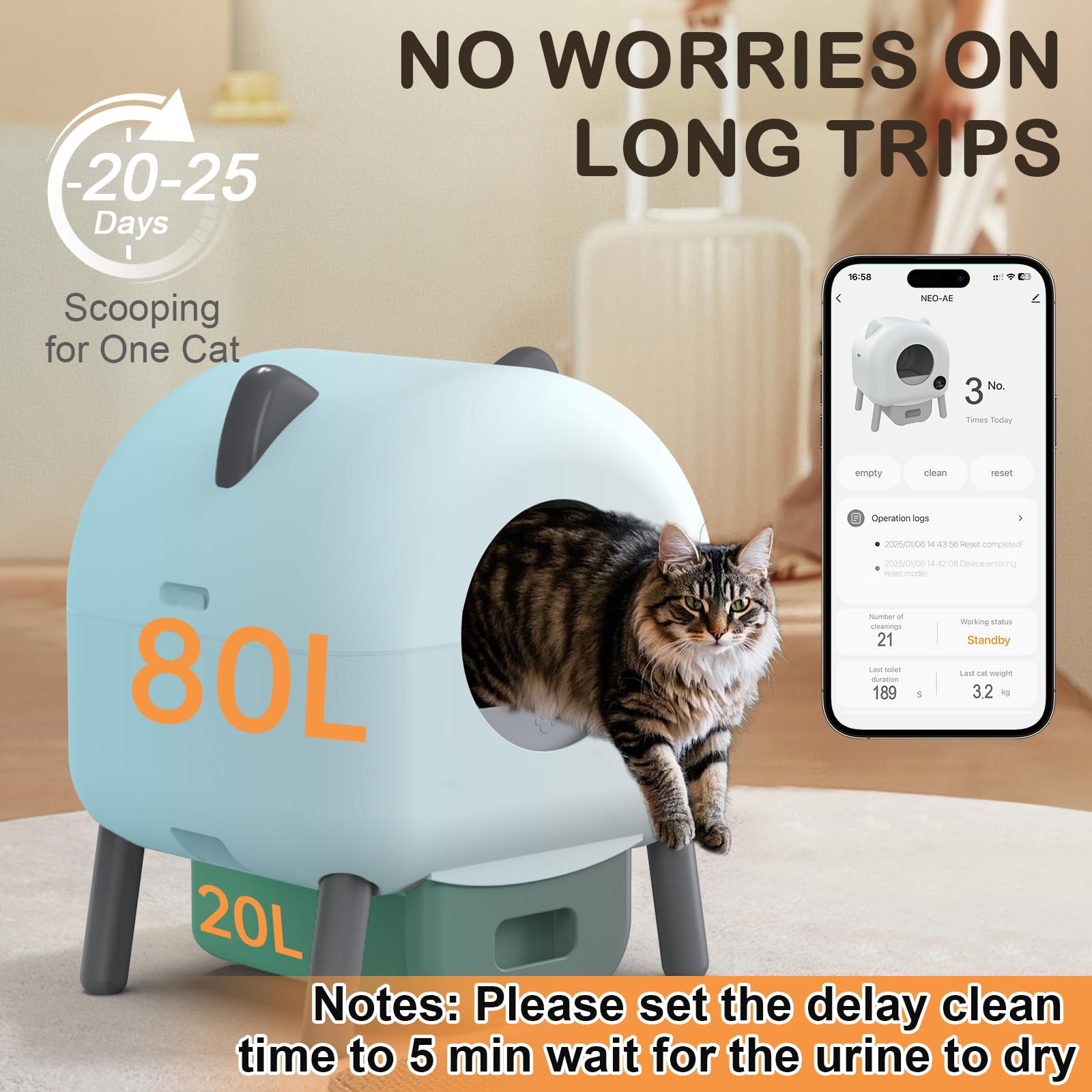 Himix Self Cleaning Cat Litter Box, Automatic Cat Litter Box Robot Self-Cleaning With App Control And Odor Removal For Multiple