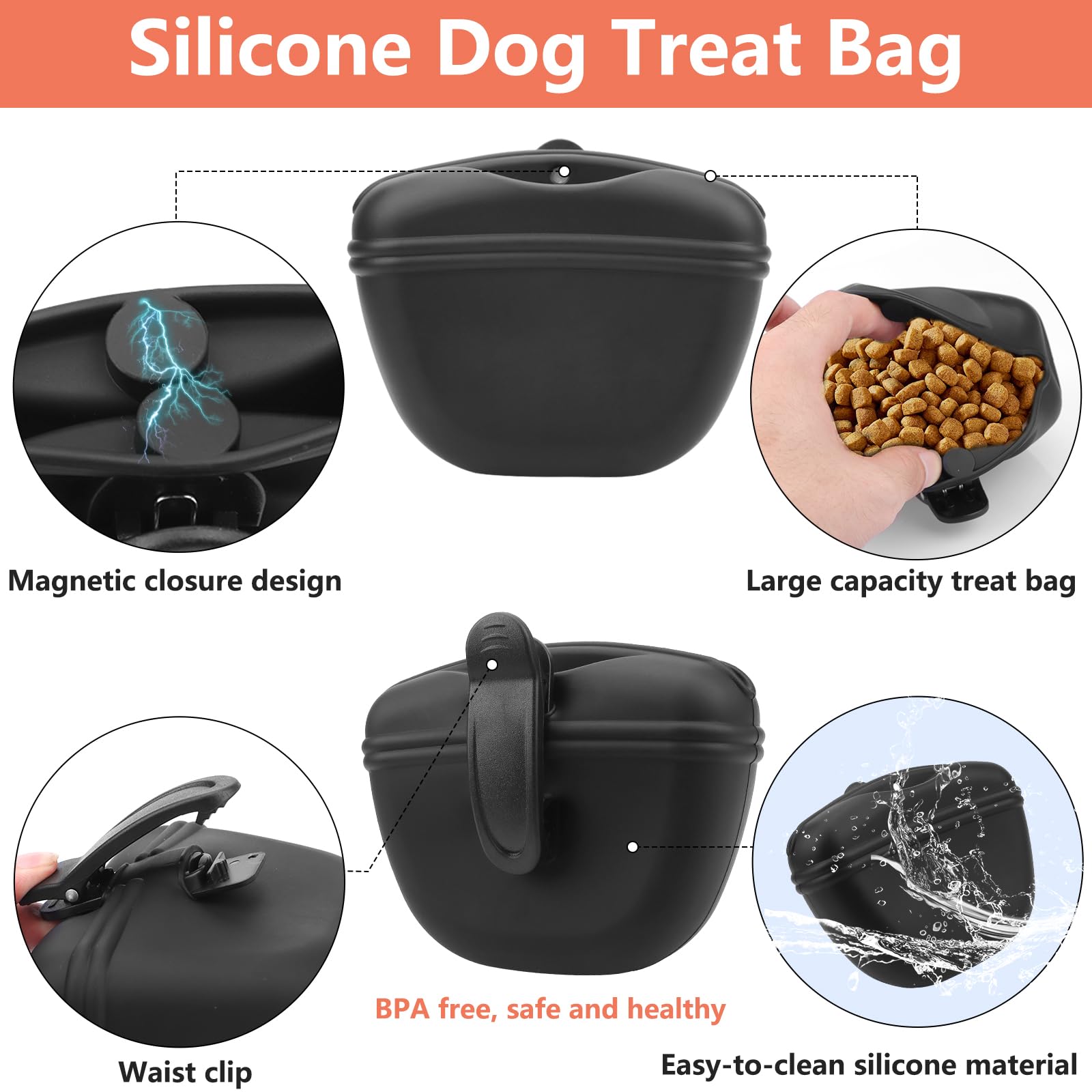 BARKIE Dog Training Kit - Treat Pouch, Pet Training Fanny Pack, 2 Puppy Training Clickers, Ultrasonic Silent Whistle, 2-in-1 Whi