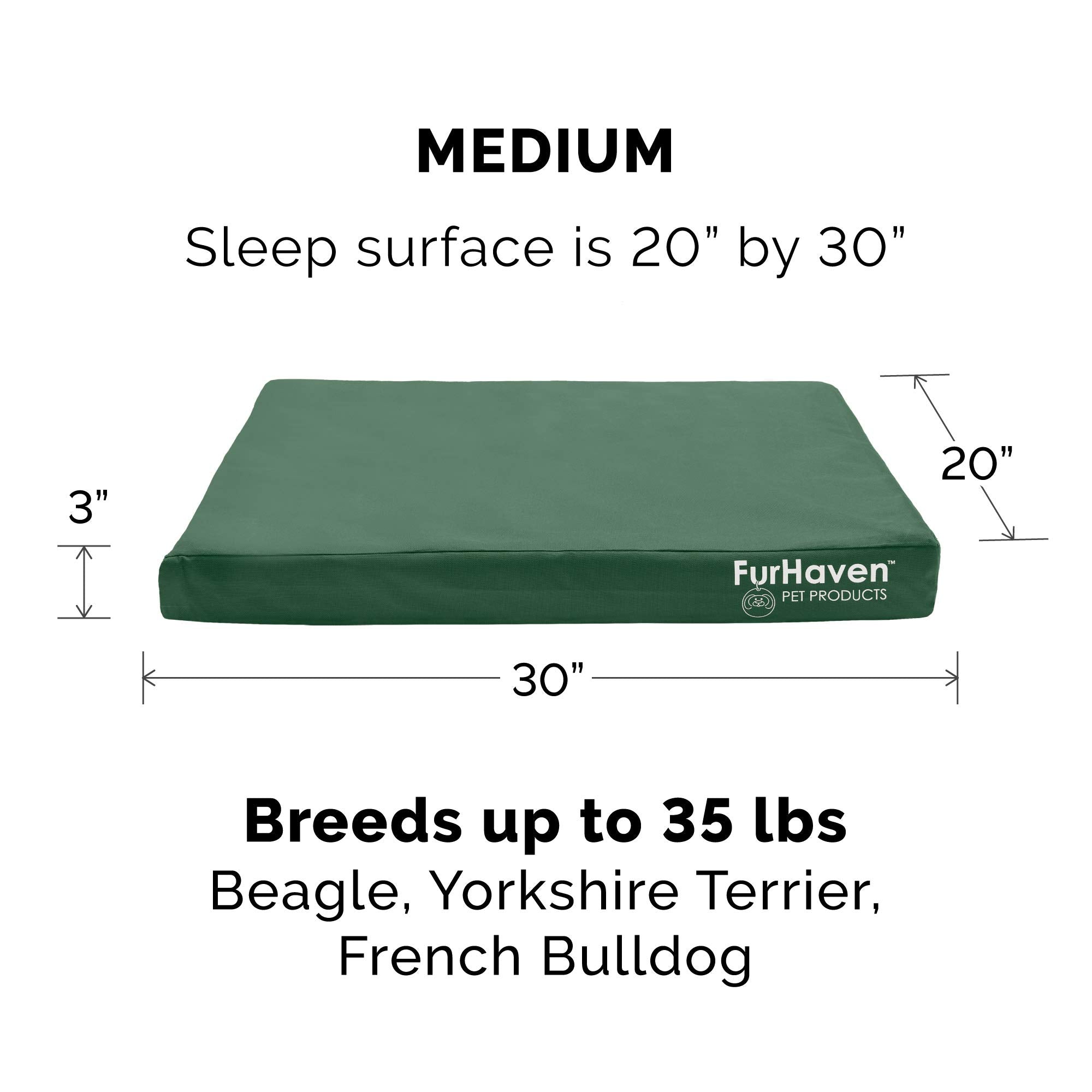 Furhaven Indoor/Outdoor Logo Oxford Polycanvas Mattress - Water-Resistant Orthopedic Dog Bed w/ Removable Cover, 125 lb max - Fo