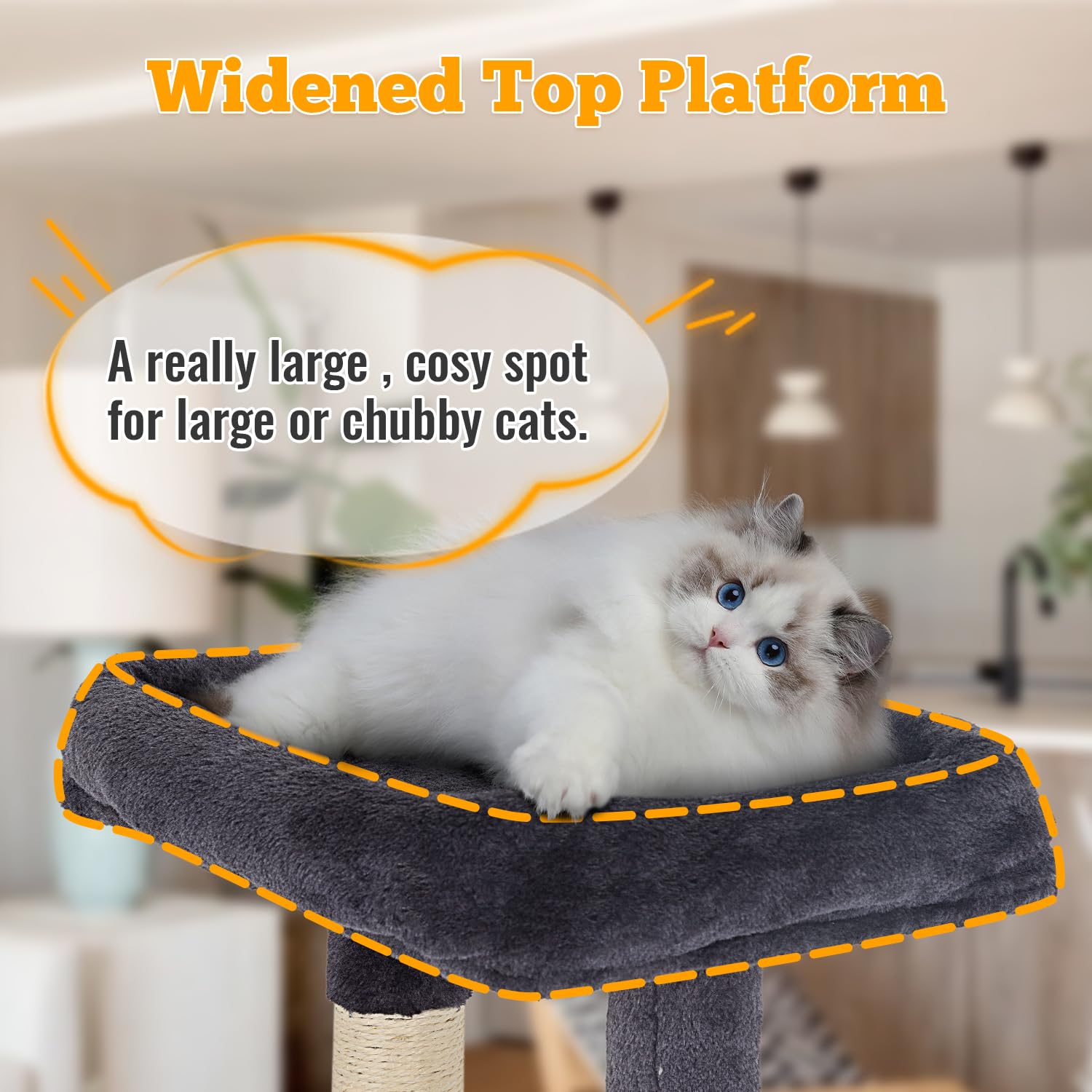 FDW | 37.8 Cat Tree Tower | Dark Gray | Multi-Level Indoor Activity Center with Sisal Scratching Posts, Condos, Plush Perches, H
