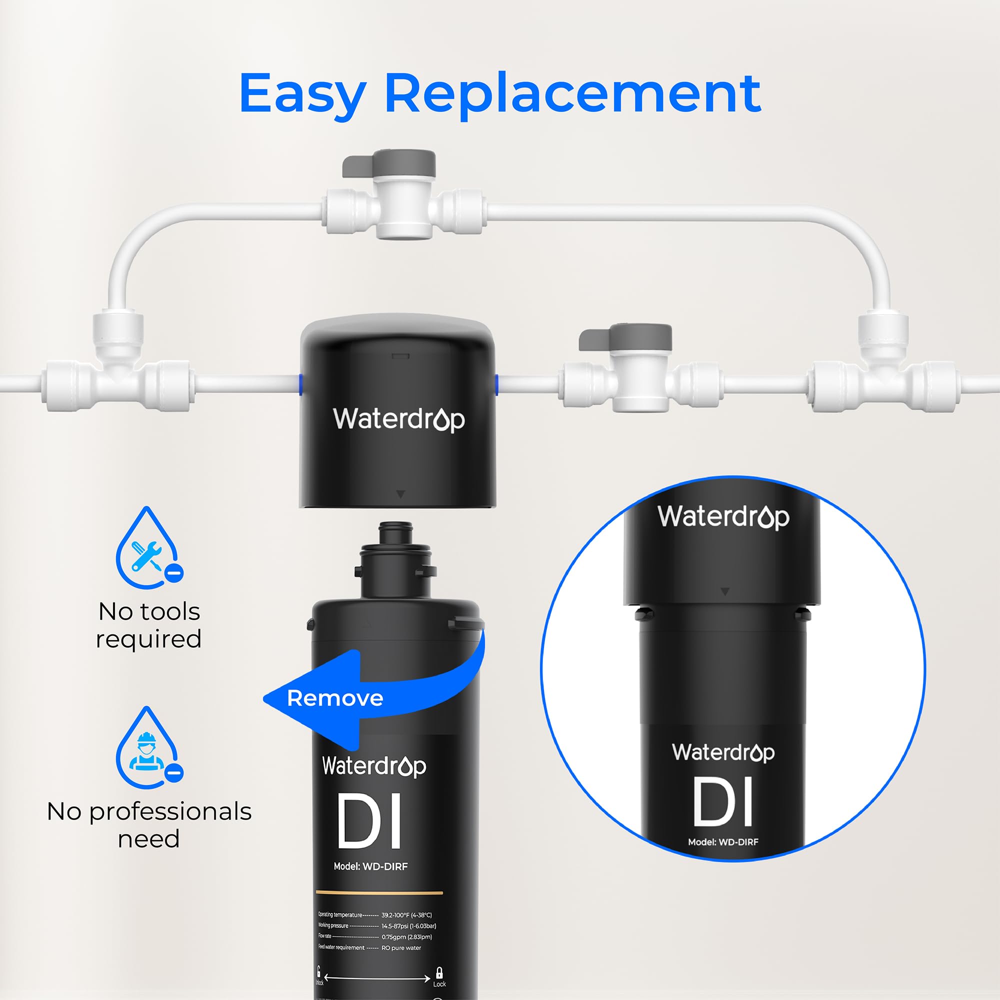 ?0 Tds? Waterdrop Rodi Filter Replacement For Wd-Di Deionization Water Filter System, Aquarium Filter Resin Replacement Cartridg