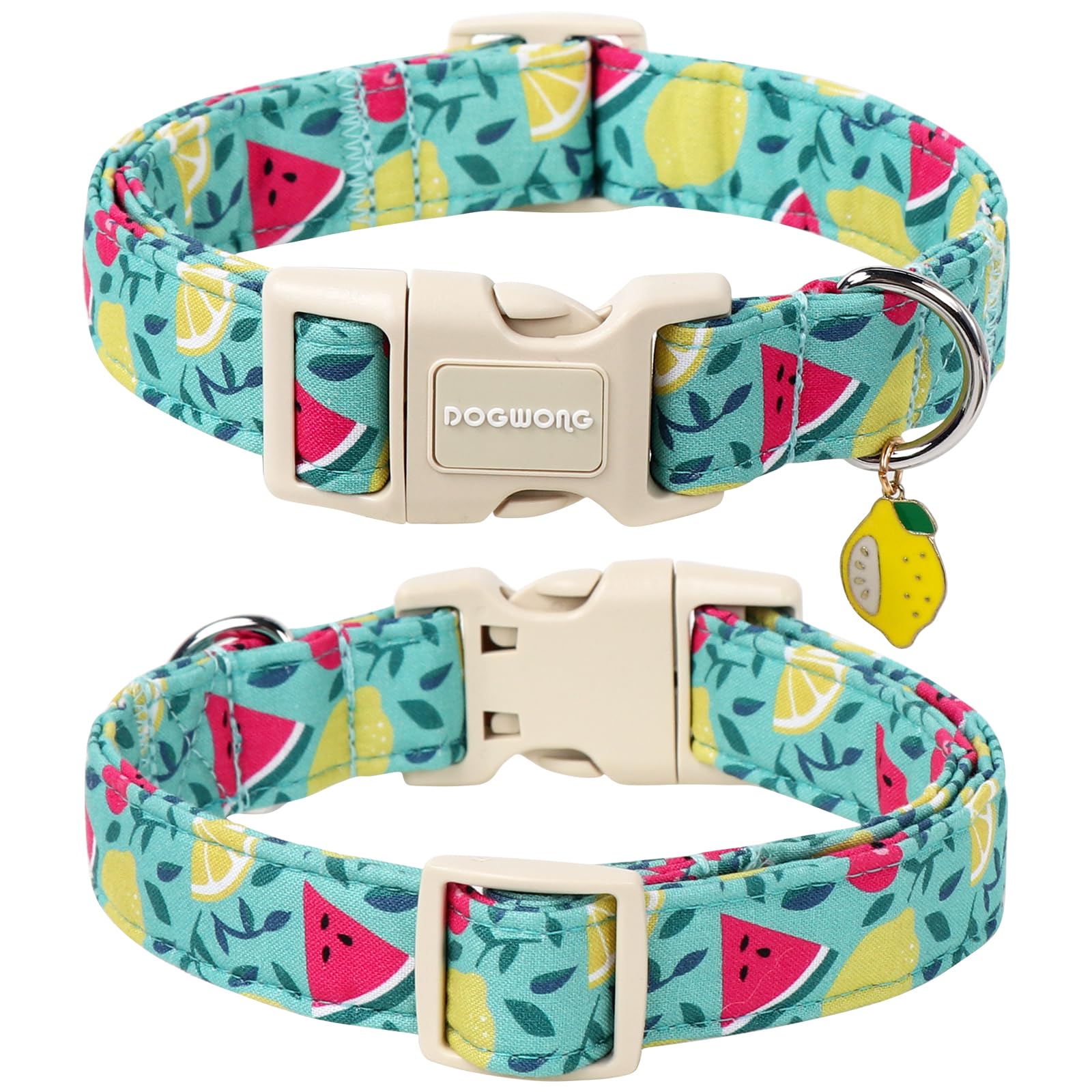 Dogwong Summer Dog Collar, Summer Lemon Watermelon Dog Collars, Adjustable Cute Boy Pet Collars Girl Design Dog Collar For Small