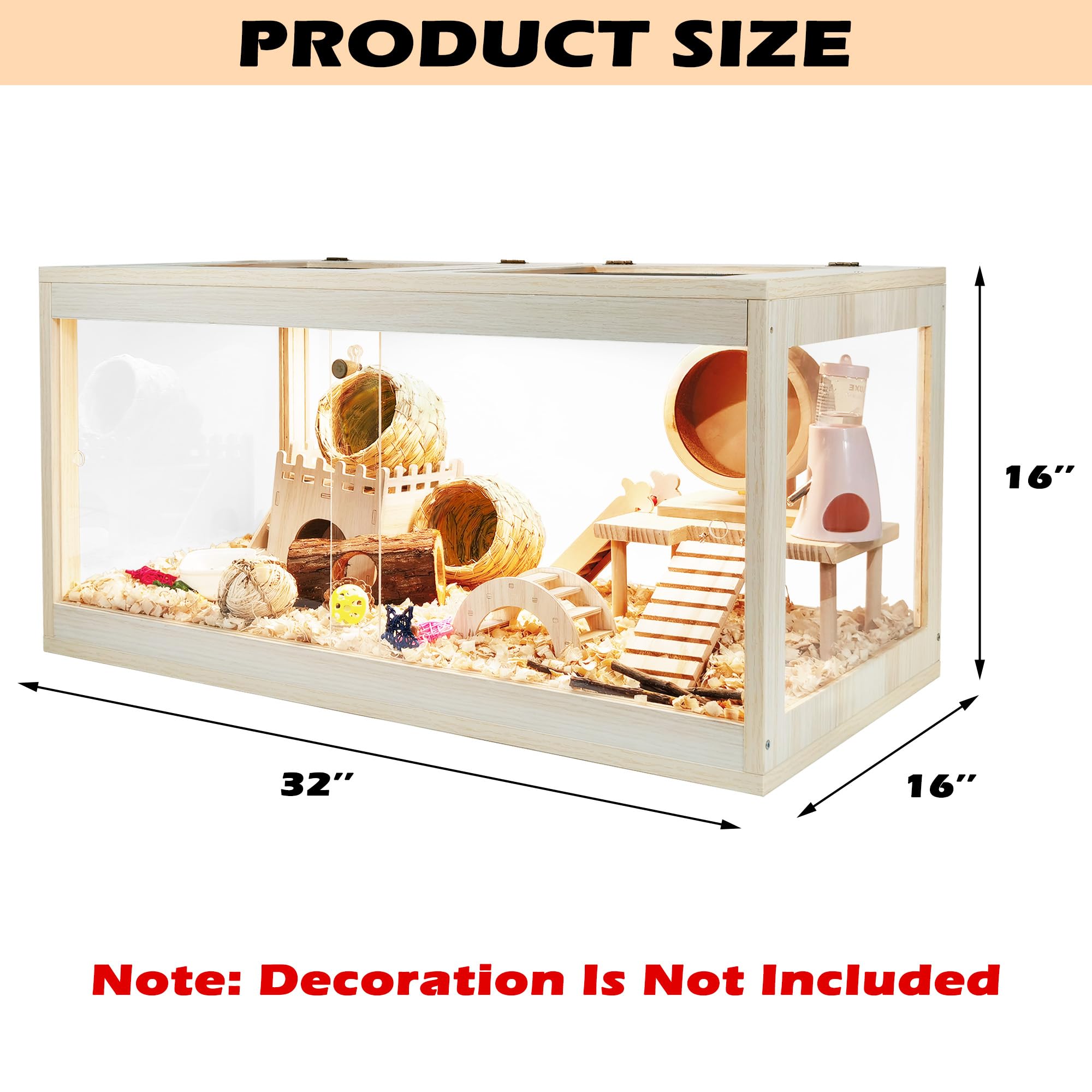 Prolee Hamster Habitat Chewproof, Mice And Rat Habitat With Transparent Sides, Hamster Cage With Openable Mesh Top, Solid Built