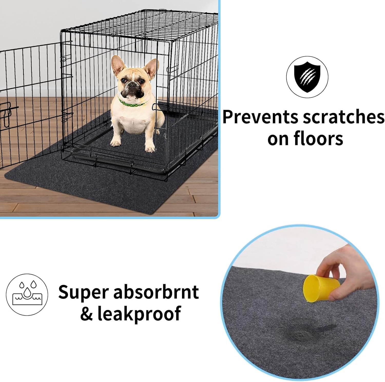 Dog Playpen Mat Pads, Puppy Pads for Dogs Training, Housebreaking, Incontinence, Kennel, Reusable, Absorbent, Waterproof, Non-Sl