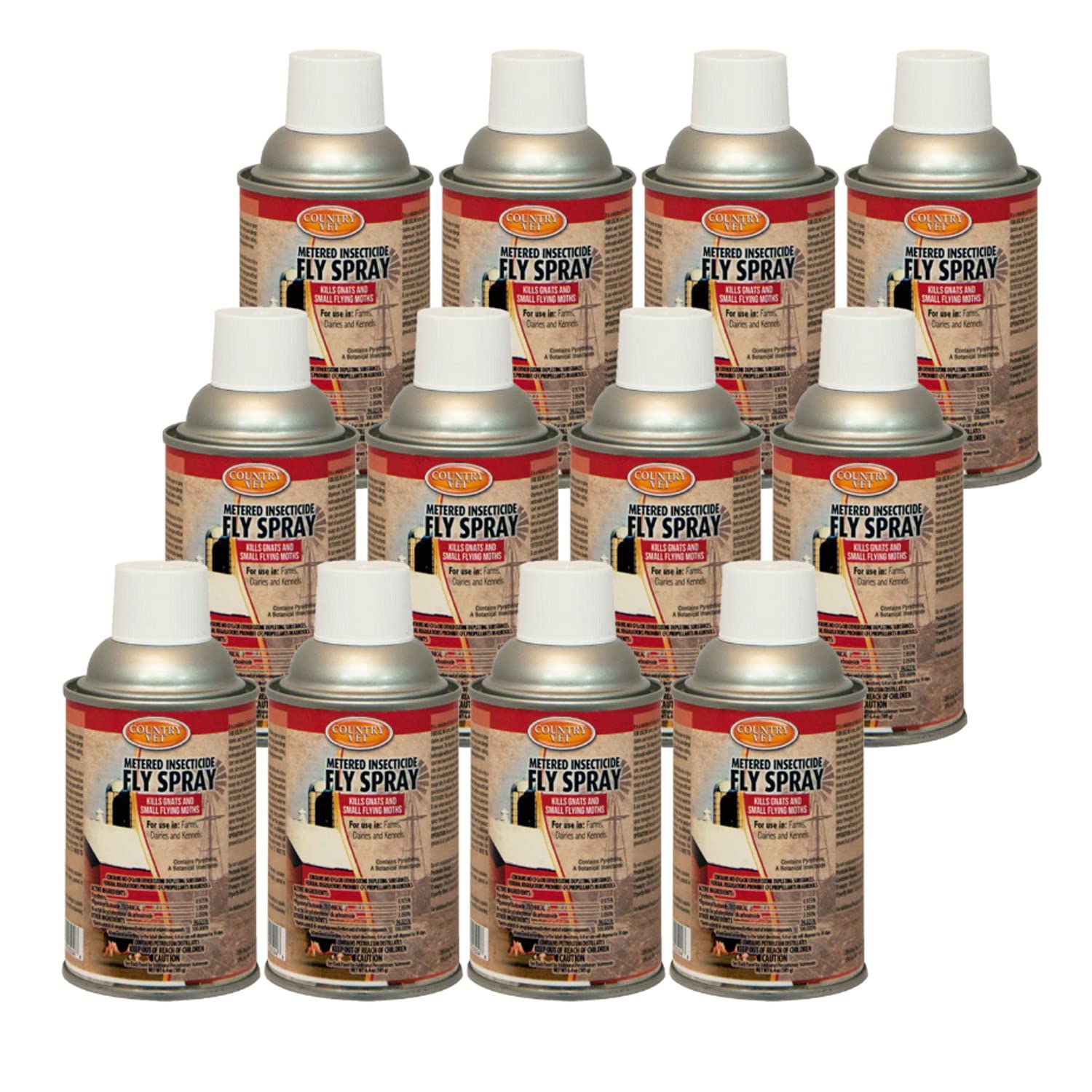 Country Vet Metered Insecticide Fly Spray - 6.4 oz (Case of 12) - 342050CVA - Kills GNATS and Small Flying Moths