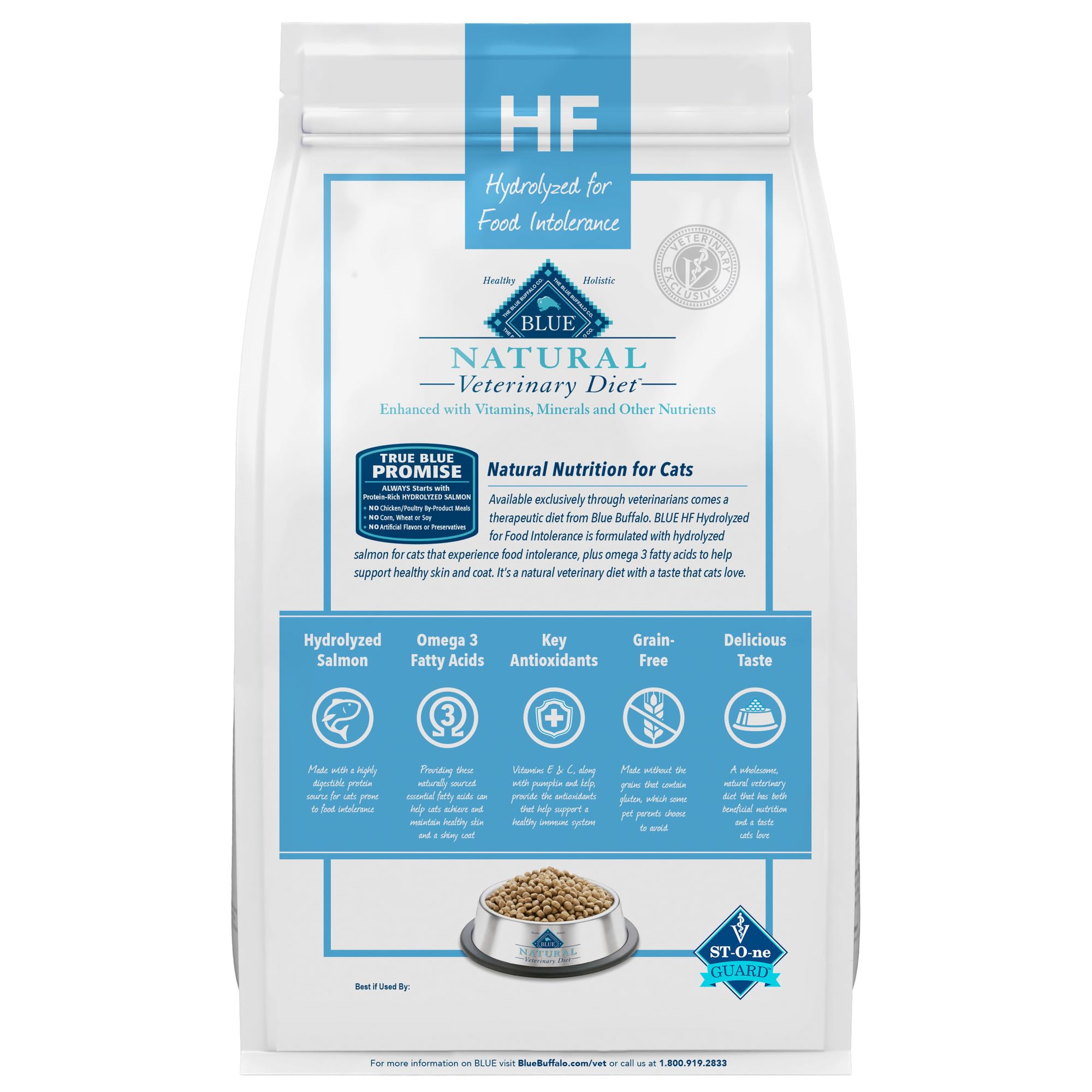 Blue Buffalo Natural Veterinary Diet HF Hydrolyzed for Food Intolerance Dry Cat Food, Salmon 7-lb bag