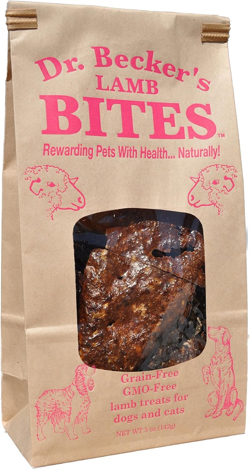 Dr. Becker's Lamb Bites - 100% Pure Meat Protein, Grain-Free Training Treats for Dogs & Cats, 5 oz