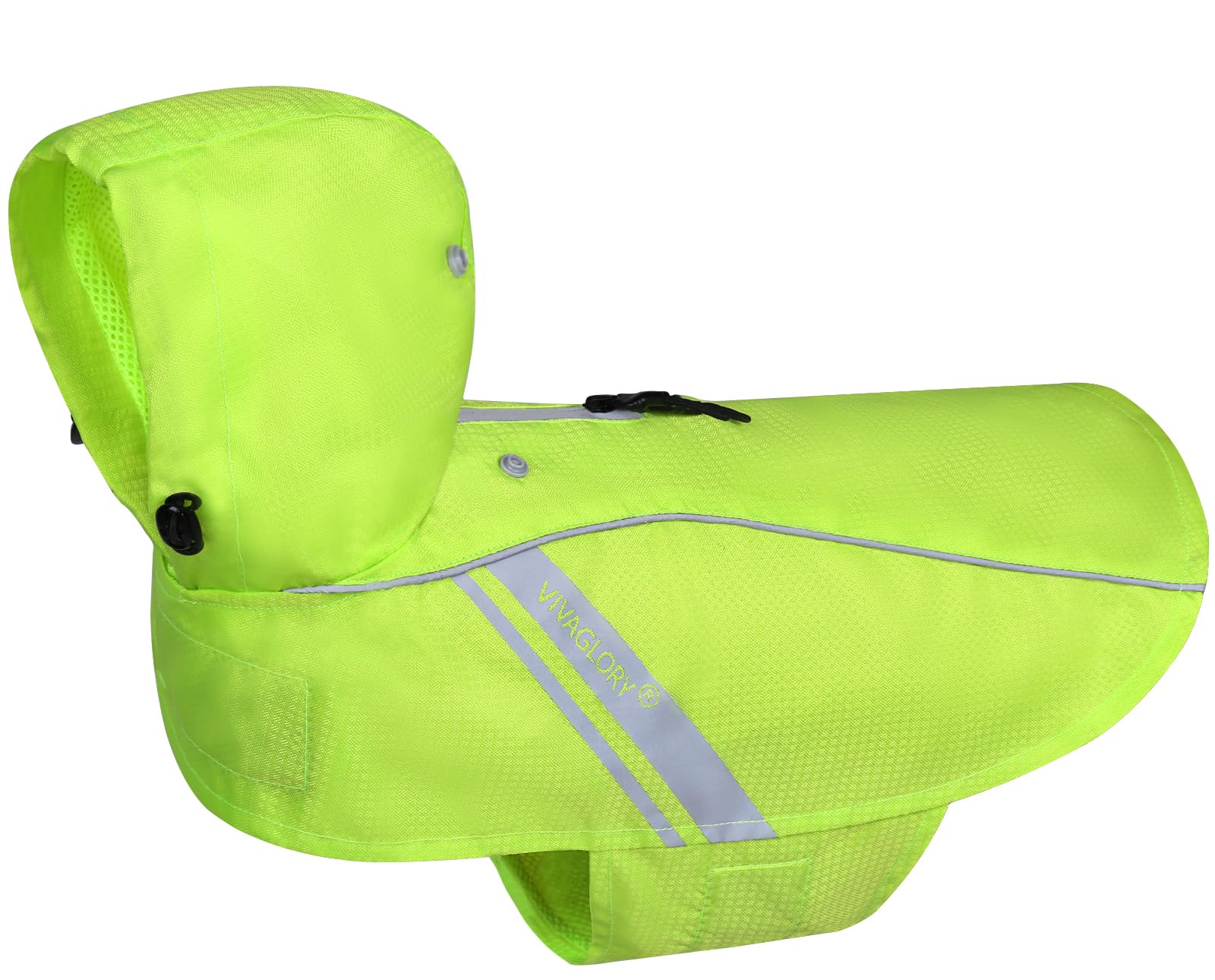 Vivaglory Dog Raincoat For Small Dogs, Easy On & Off Pet Rain Clothes With Storage Bag, Reflective Lightweight Breathable Dogs Safety Vest Jackets For Adventures, Walking, Hunting, Bright Yellow