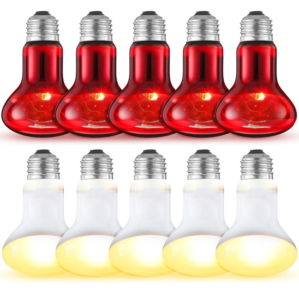 Kittmip 10 Pcs 75W Reptile Heat Lamp Bulb Day And Night Basking Spot Bulb Set Uva Daylight Bulb Amphibian Night Red Infrared Hea