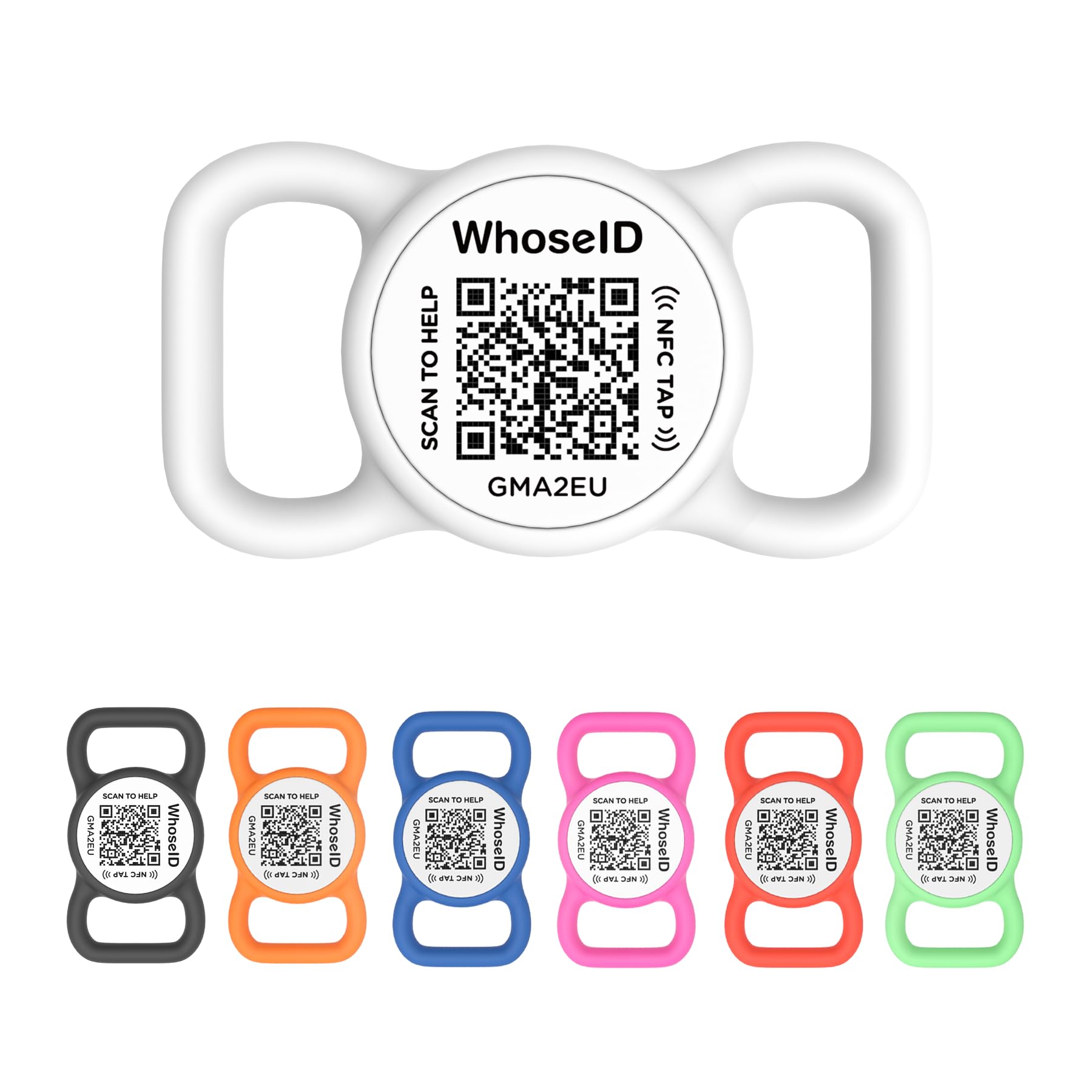 WhoseID QR Code Dog Tag with NFC, Personalized Pet Tag, Silent Silicone Dog ID Tag, Modifiable Pet Online Profile, Multiple Emer