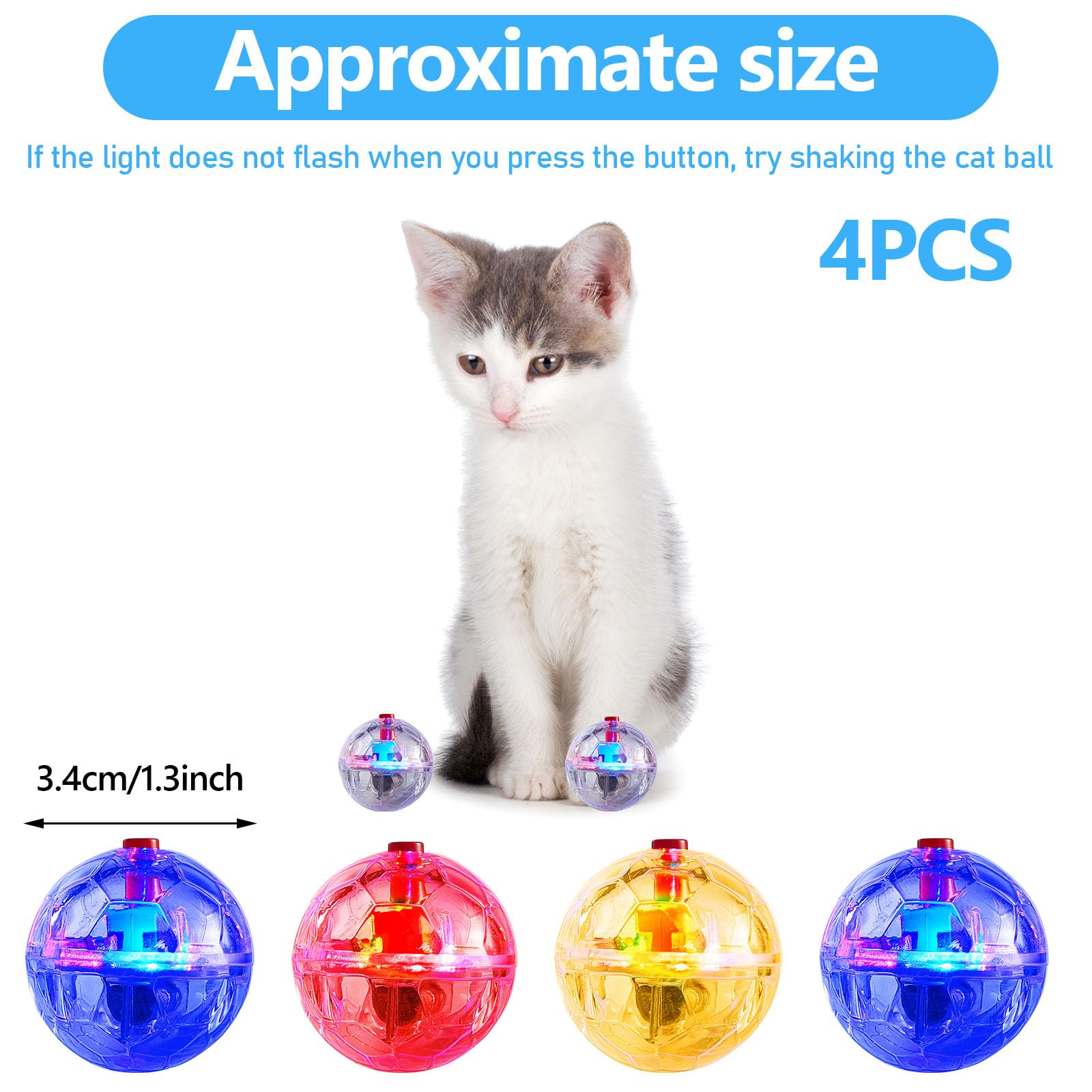 Frienda 4 Pieces Ghost Hunting Cat Ball Motion Light Up Cat Balls Led Motion Activated Pet Ball Motion Light Up Interactive Toys