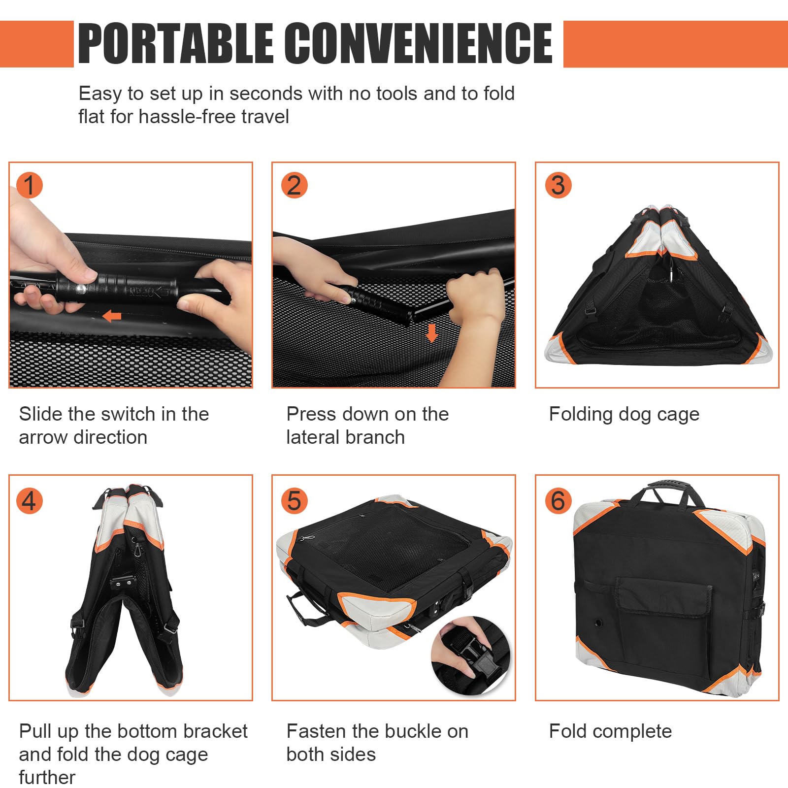 Bcochao Collapsible Dog Crate-Portable Dog Crates For Small Medium Dogs,4-Door Portable Pet Travel Crate,Sturdy/Breathable/Comfo