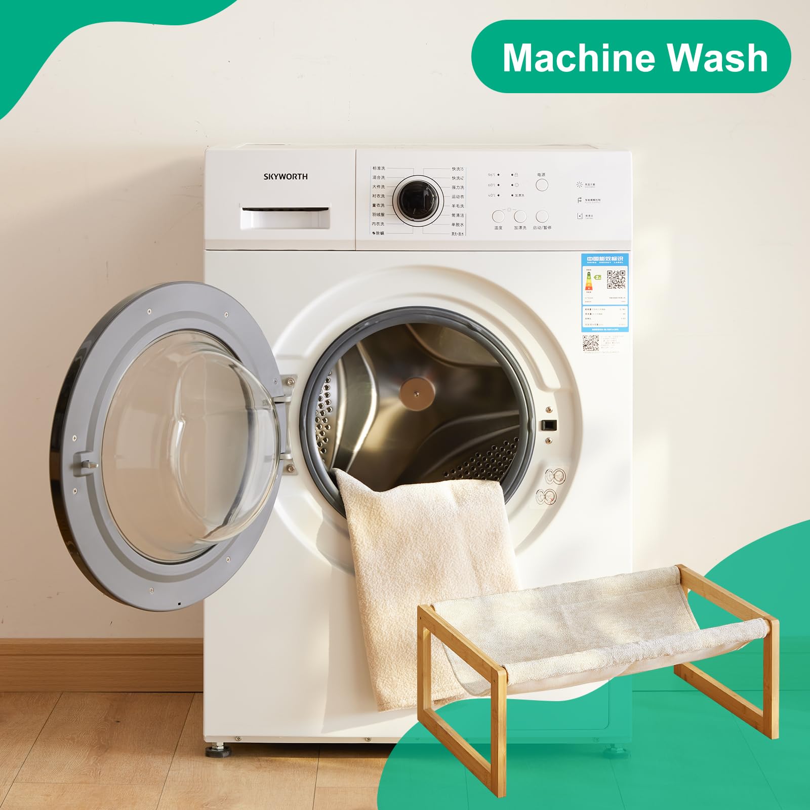 Kiplant Elevated Cat Bed, Large Cat Hammock Bed, Bamboo Wood Cat Hammock For Outdoor, 25 X 16.5 Inch Elevated Pet Furniture Suit