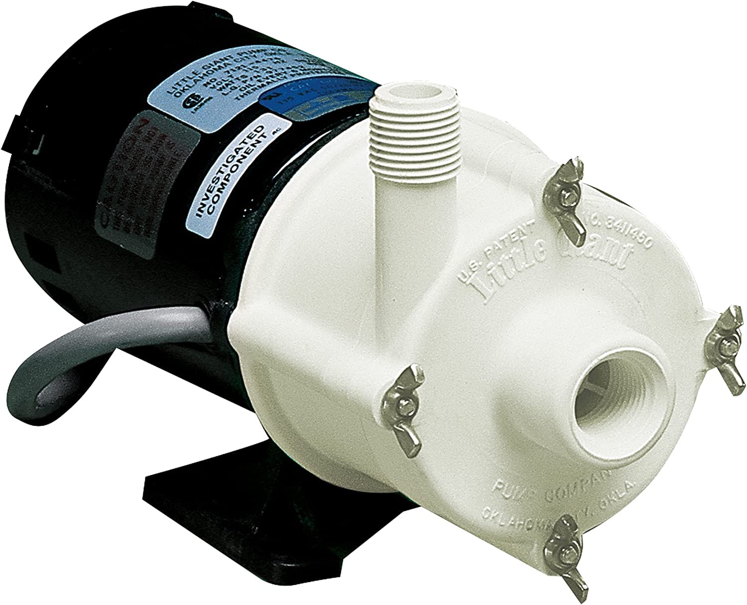 Little Giant 2-MDQX-SC 115-Volt, 1/30 HP, 640 GPH Magnetic Drive Aquarium Pump, 6-Ft. Cord, Black/White, 580507