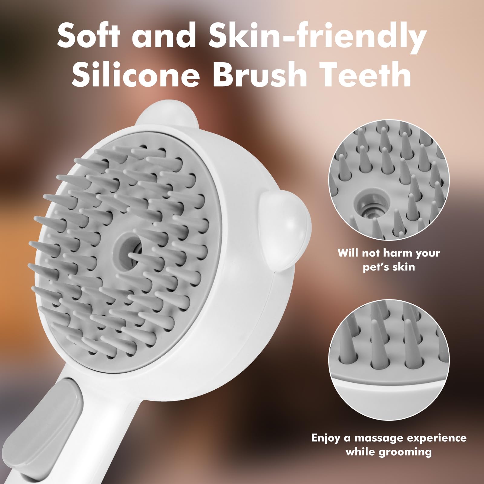 4 in 1 Pet Steam Brush for Cat & Dog, Cat Steam Brush for indoor Cats, Self Cleaning Shedding & Grooming Tool with Waterless Sha