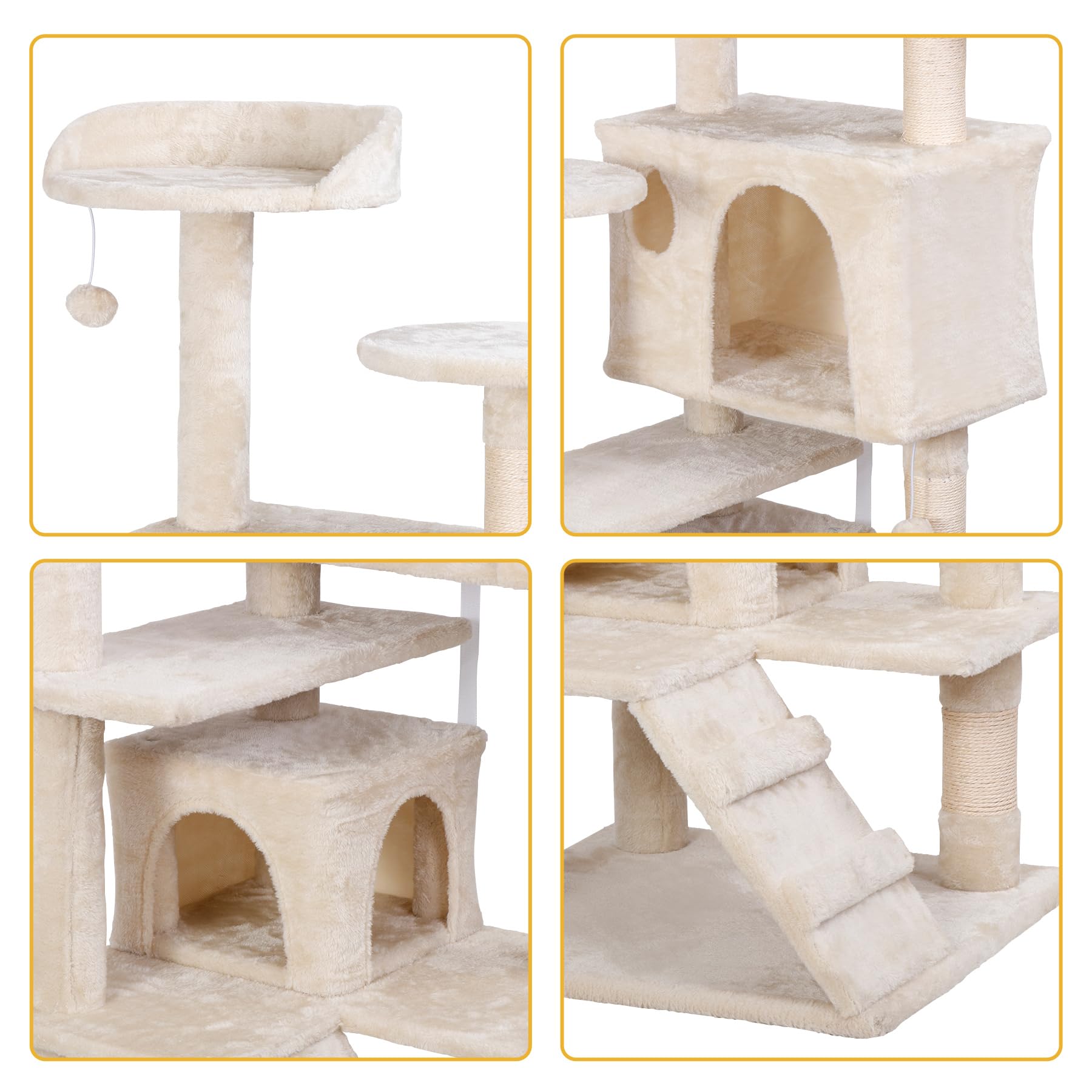54In Cat Tree Tower For Indoor Cats Multi-Level Cat Condo Cat Bed Furniture With Scratching Post Kittens Activity Center