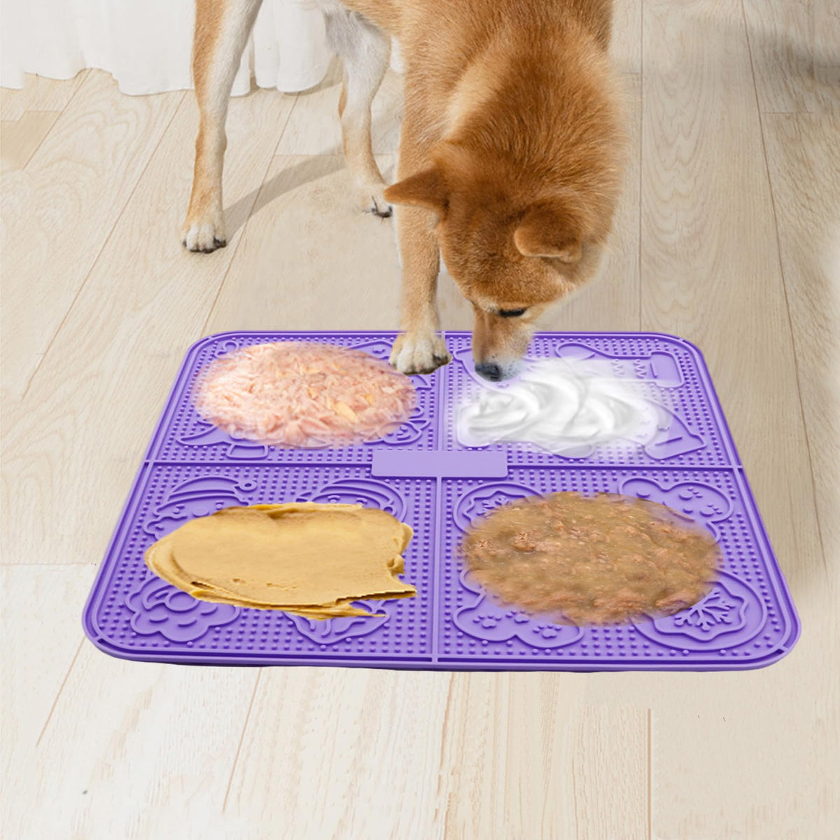 Femont Licking Mat for Dog,Slow Feeder Mat with 165 Strong Suction Cups for Peanut Butter,BPA Free Lick Pad for Pet Relieving An