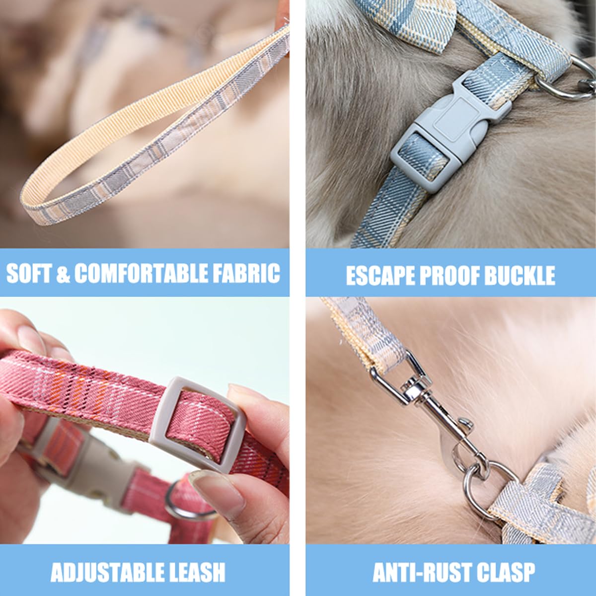 Wellyuk Cat Harness And Leash Set Escape Proof For Outdoor Walking Travel With Cute Green Bowtie, Kitten Soft Lightweight Small