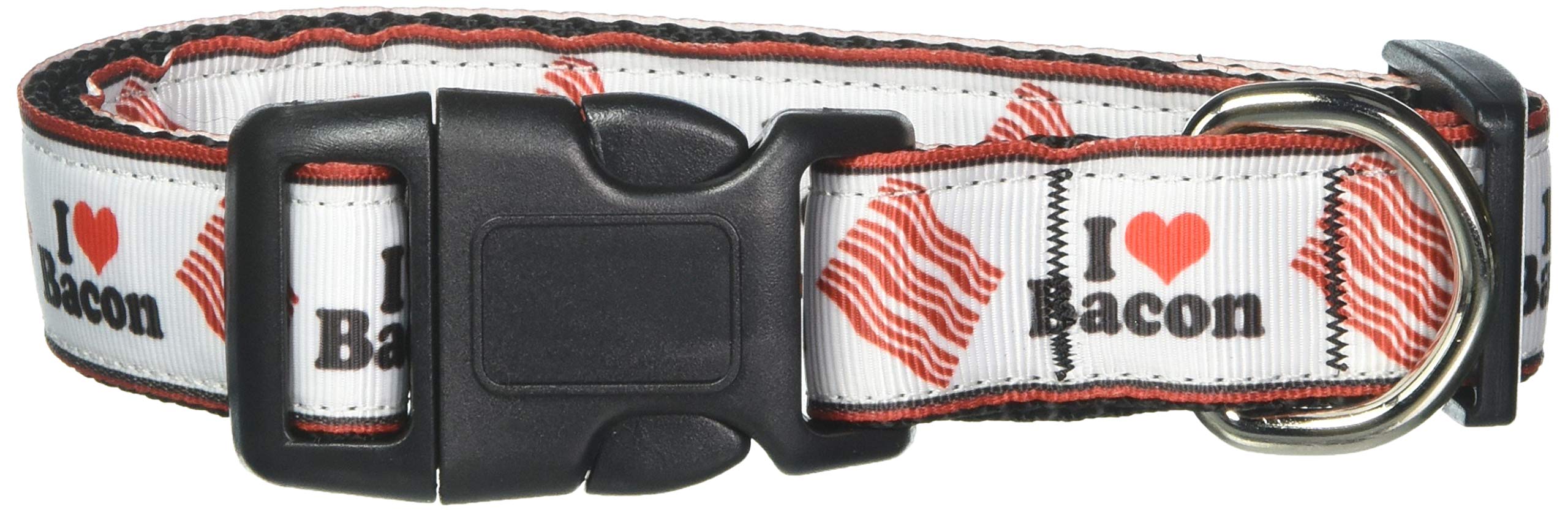 Pet Dog & Cat Nylon Collar or Leash, &quot;I Love Bacon&quot; MD Collar